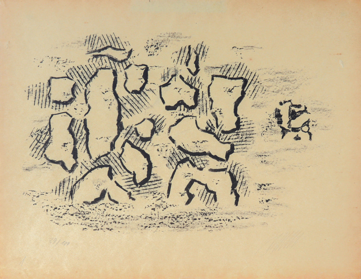 Abstracted Linear Shapes&lt;br&gt;1940&#39;s Lithograph&lt;br&gt;&lt;br&gt;#C3499