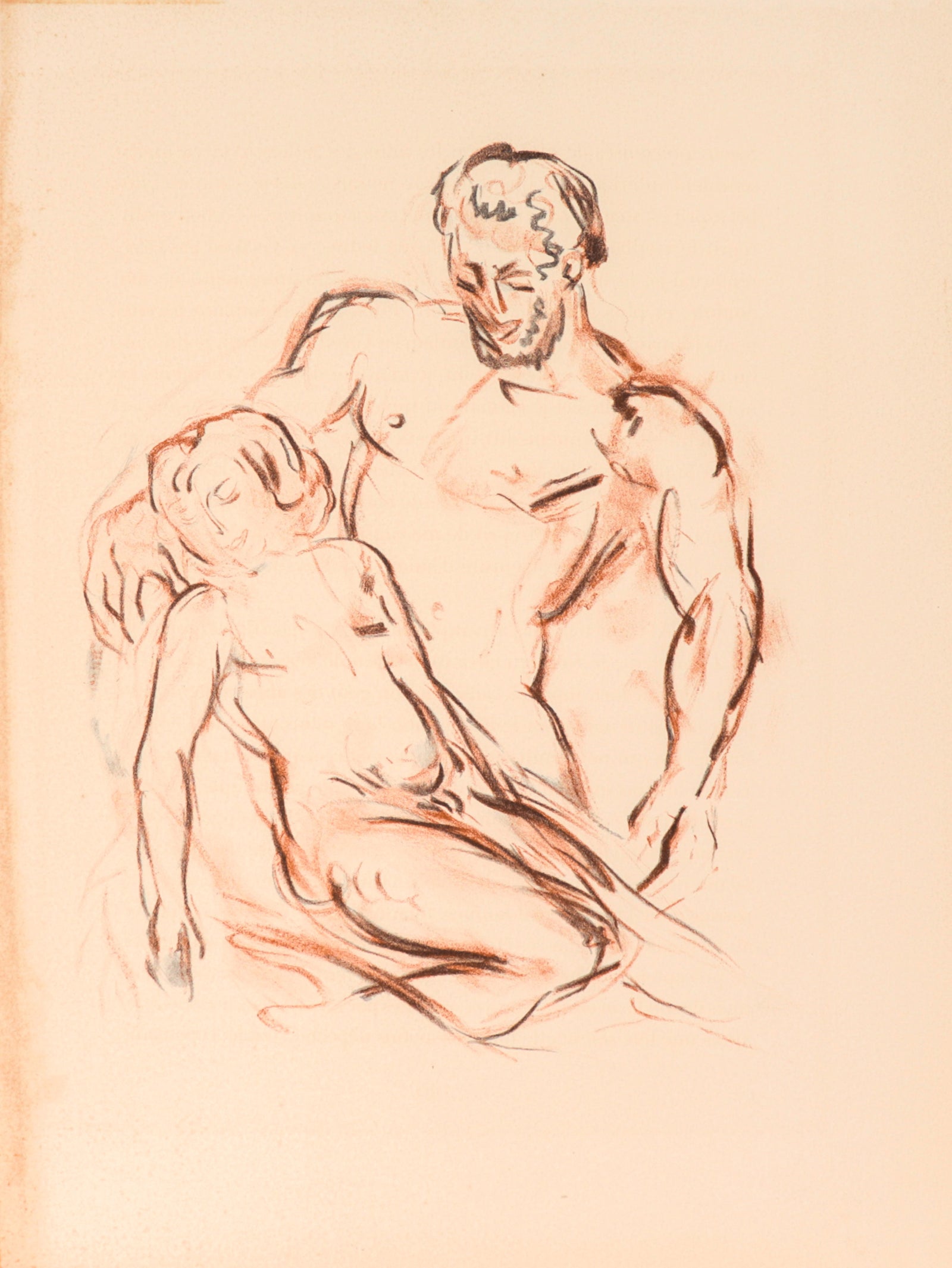 Figures Embracing<br>1949 Sanguine Lithograph<br><br>#C3510