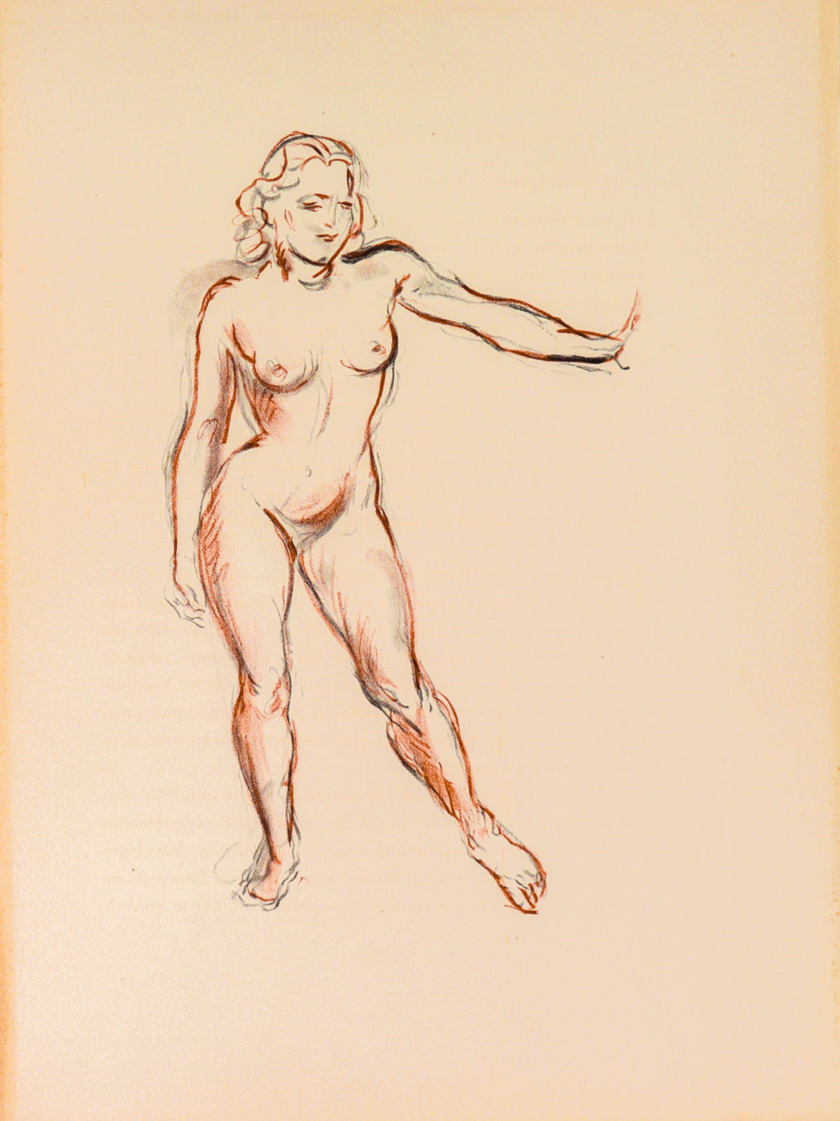 Standing Nude &lt;br&gt;1949 Sanguine Lithograph&lt;br&gt;&lt;br&gt;#C3512