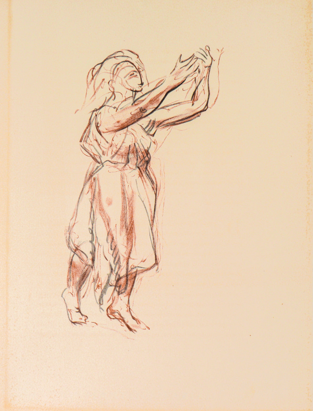 Figure With Arms Raised &lt;br&gt; 1949 Sanguine Lithograph&lt;br&gt;&lt;br&gt;#C3516