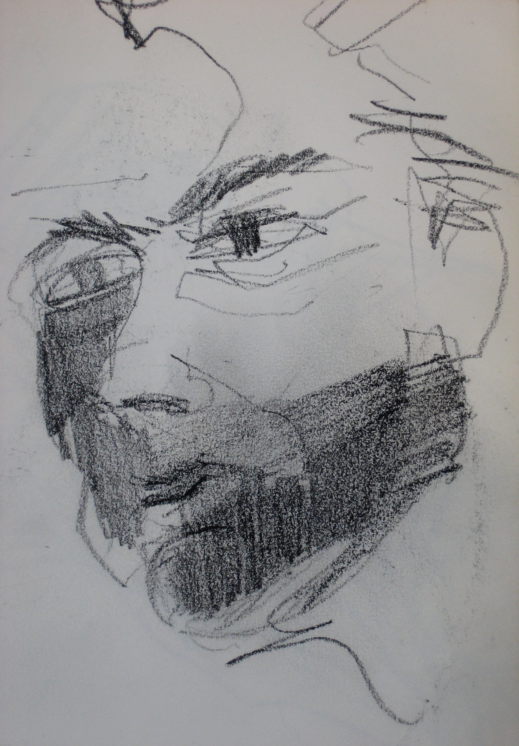 Face Sketch in Shadow<br>Charcoal 1950-60s<br><br>#0285