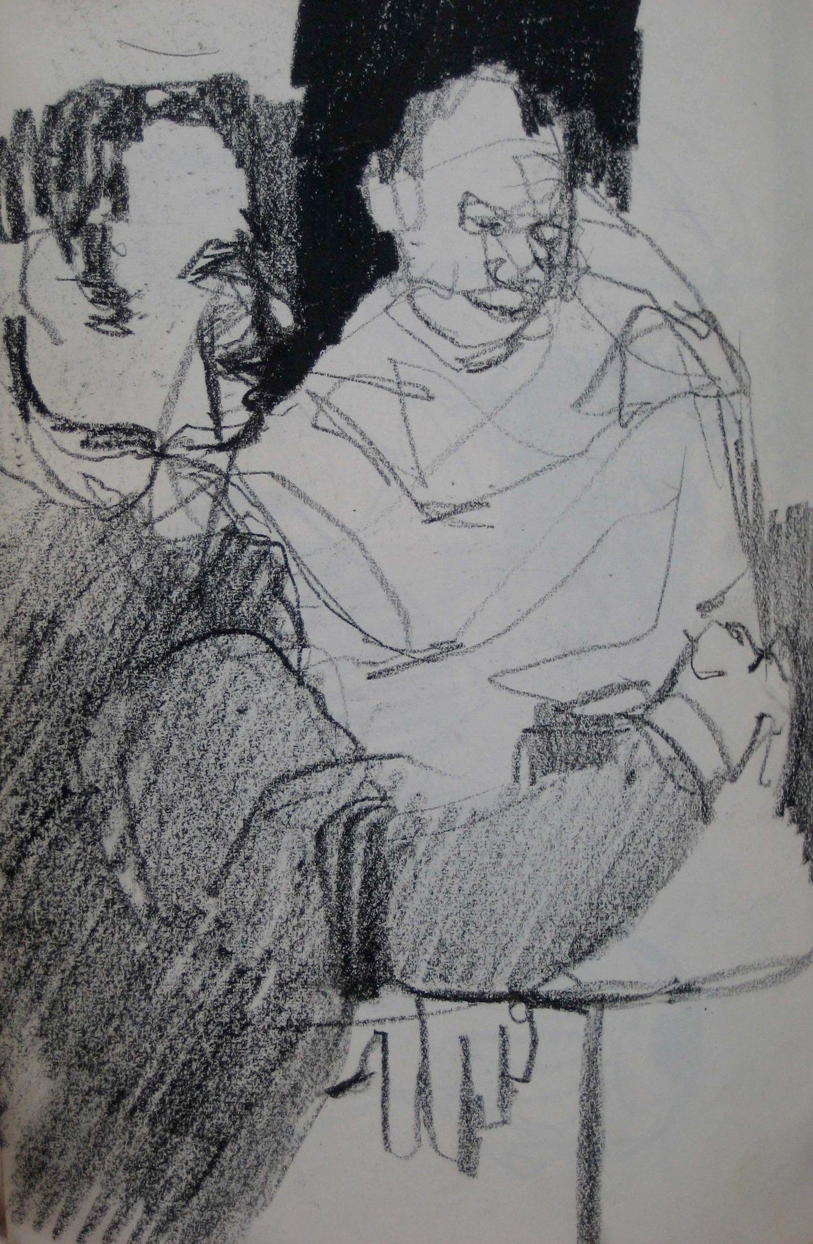 Charcoal Pair of Figures<br>New York, 1959<br><br>#0360