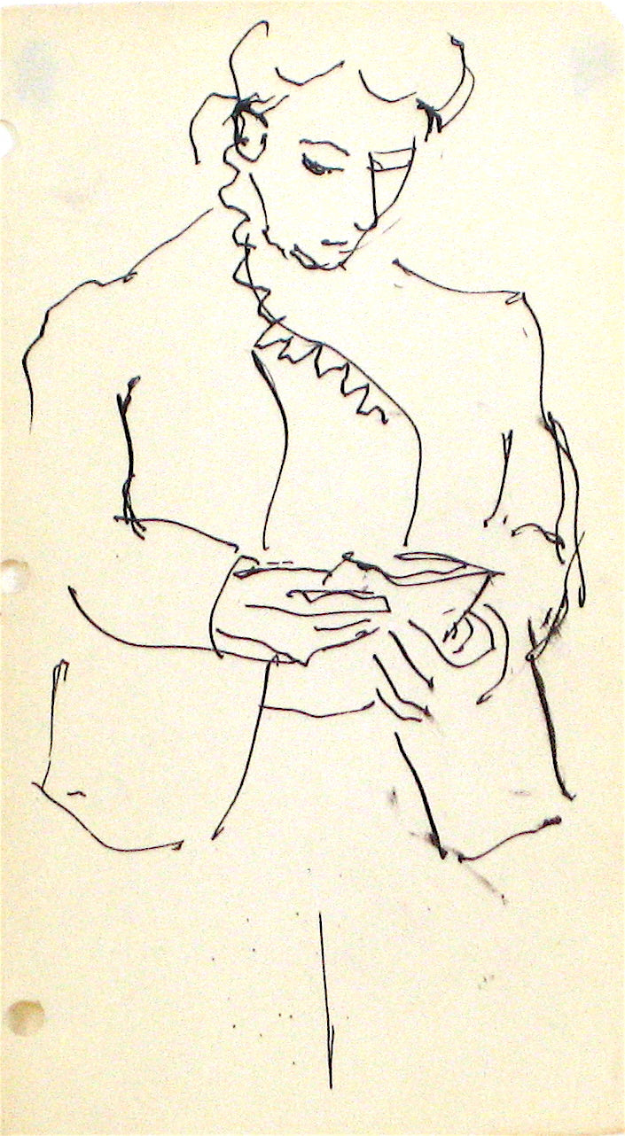 Woman Reading - Sketch&lt;br&gt;1940-60s&lt;br&gt;&lt;br&gt;#10372