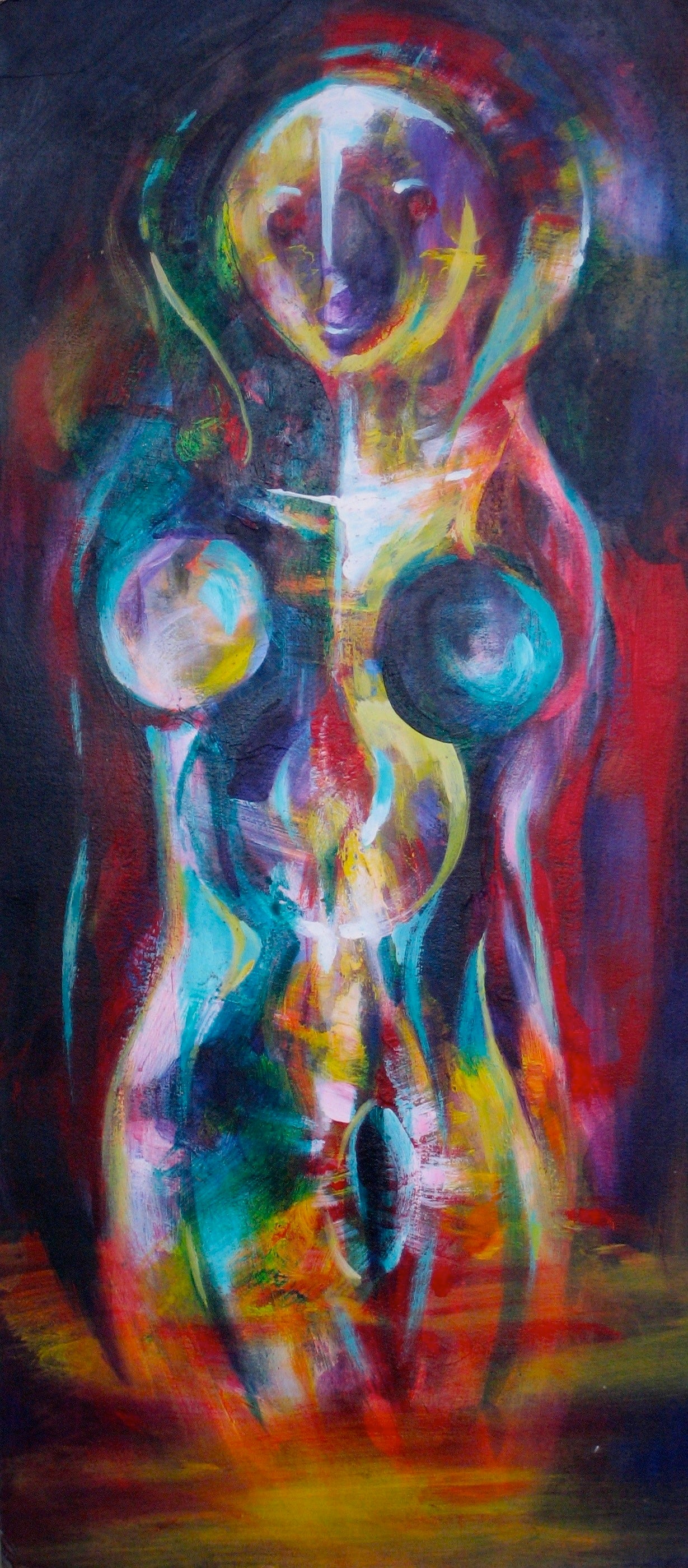 Haloed Expressionist Figure<br>1960s Mixed Media<br><br>#0402