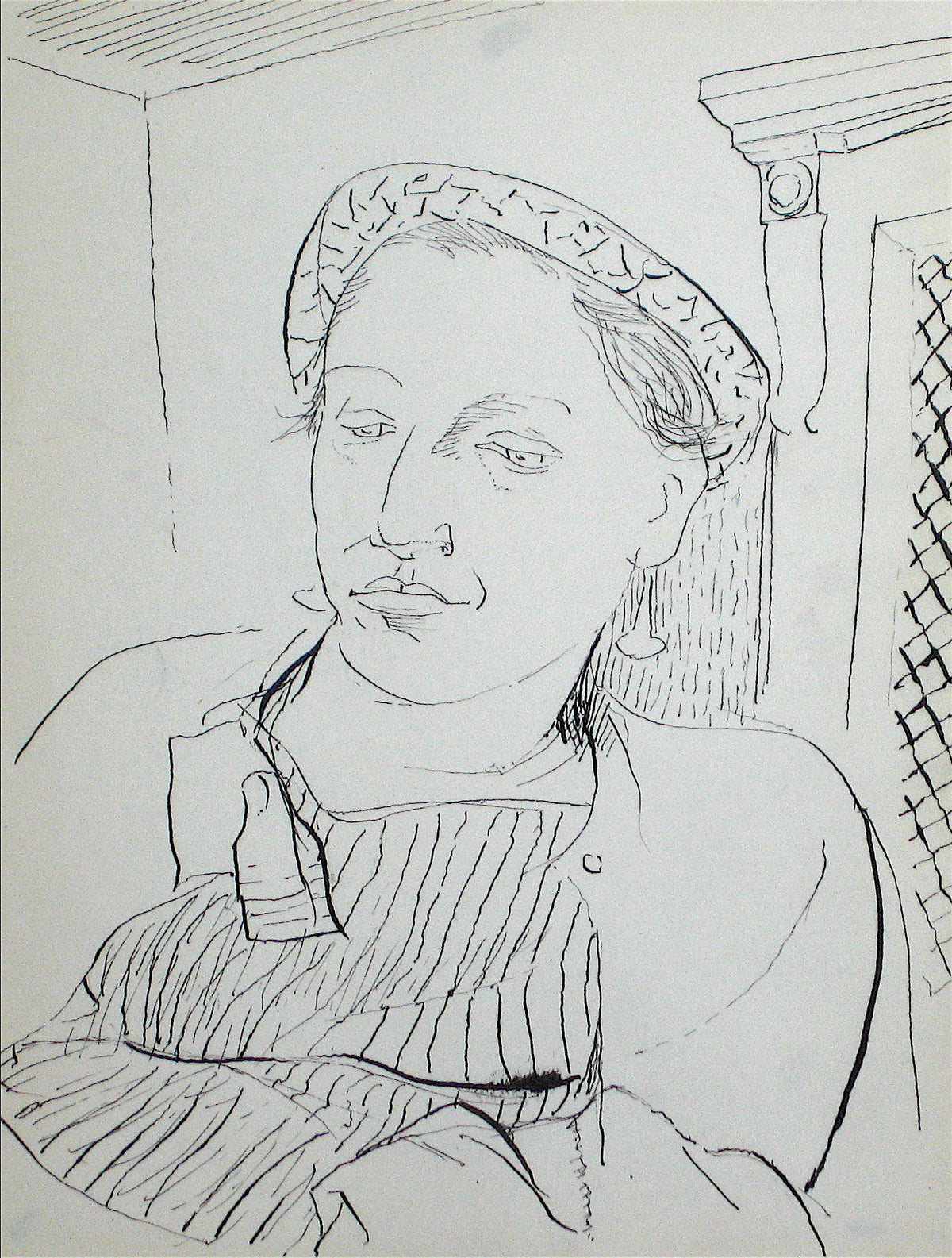 Thoughtful Portrait of a Woman&lt;br&gt;20th Century Ink&lt;br&gt;&lt;br&gt;#10790