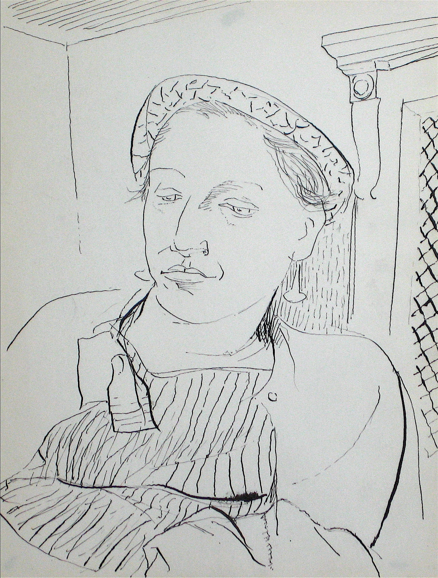 Thoughtful Portrait of a Woman<br>20th Century Ink<br><br>#10790