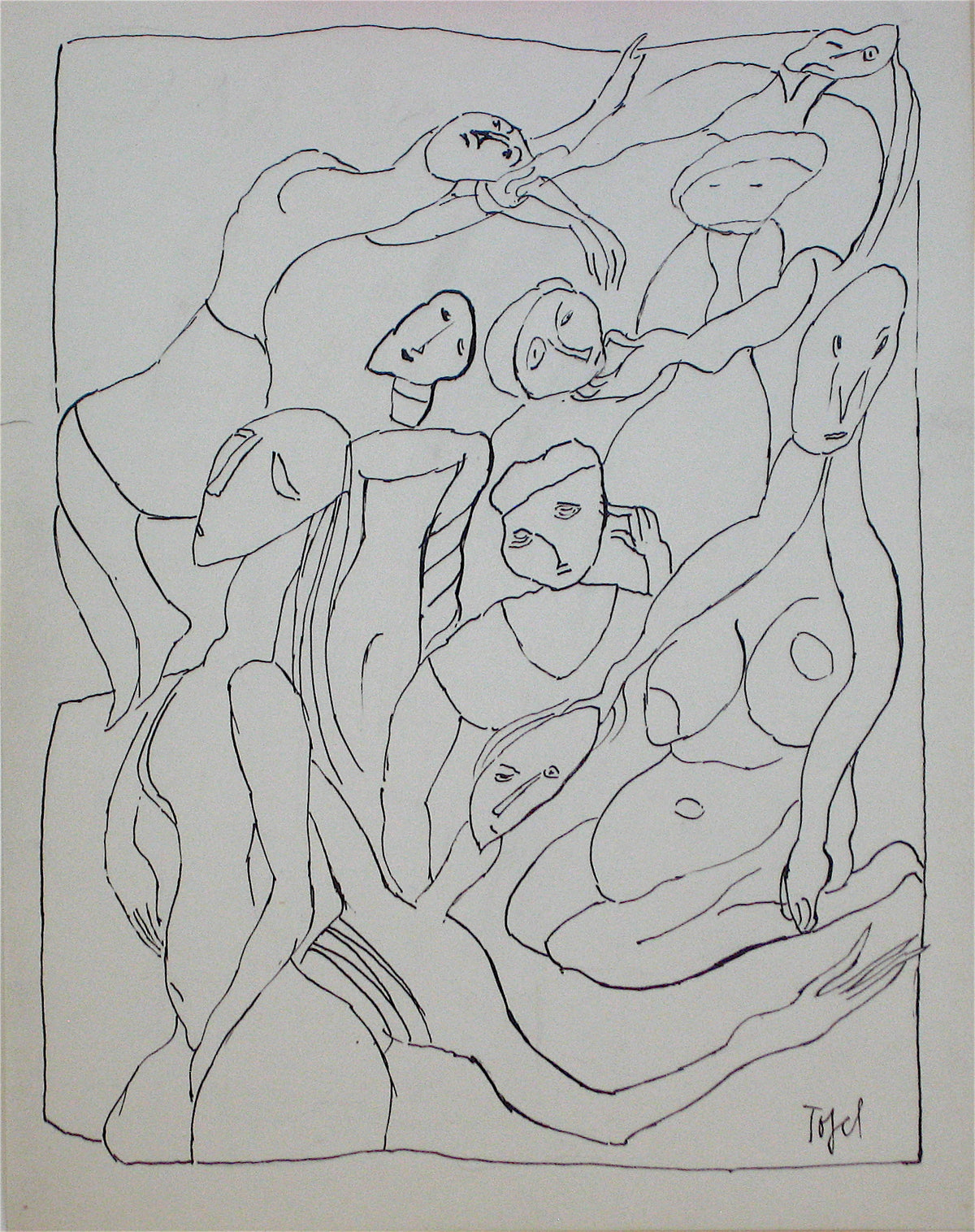 Abstracted Figures &lt;br&gt;Early 20th Century Ink&lt;br&gt;&lt;br&gt;#11216