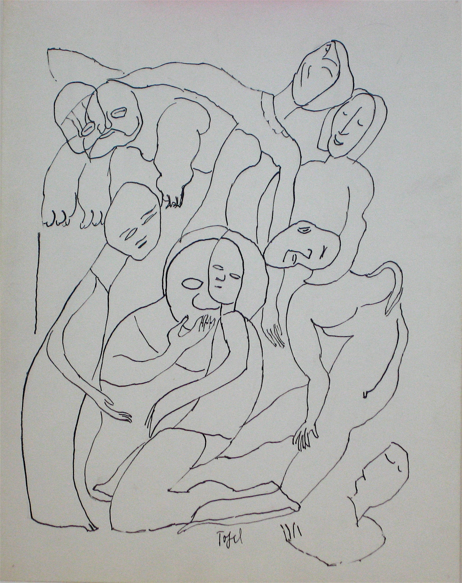 Abstracted Figures <br>Early 20th Century Ink <br><br>#11222