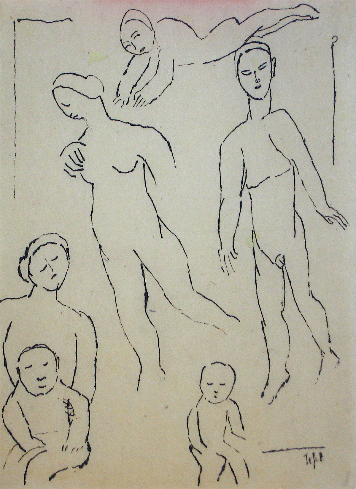 Expressionist Mothers & Babes <br>Early 20th Century Ink <br><br>#11224