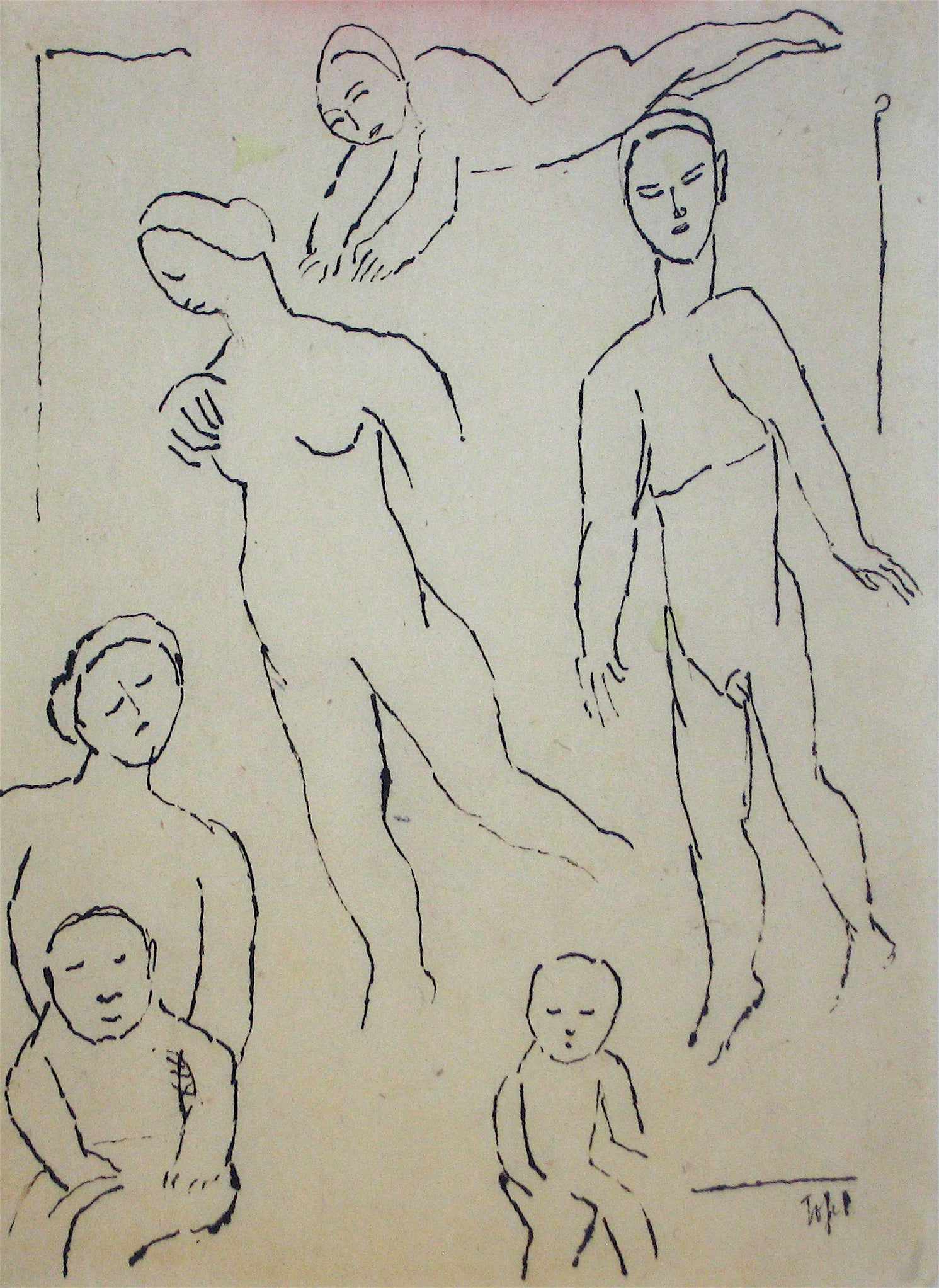 Expressionist Mothers & Babes <br>Early 20th Century Ink <br><br>#11224