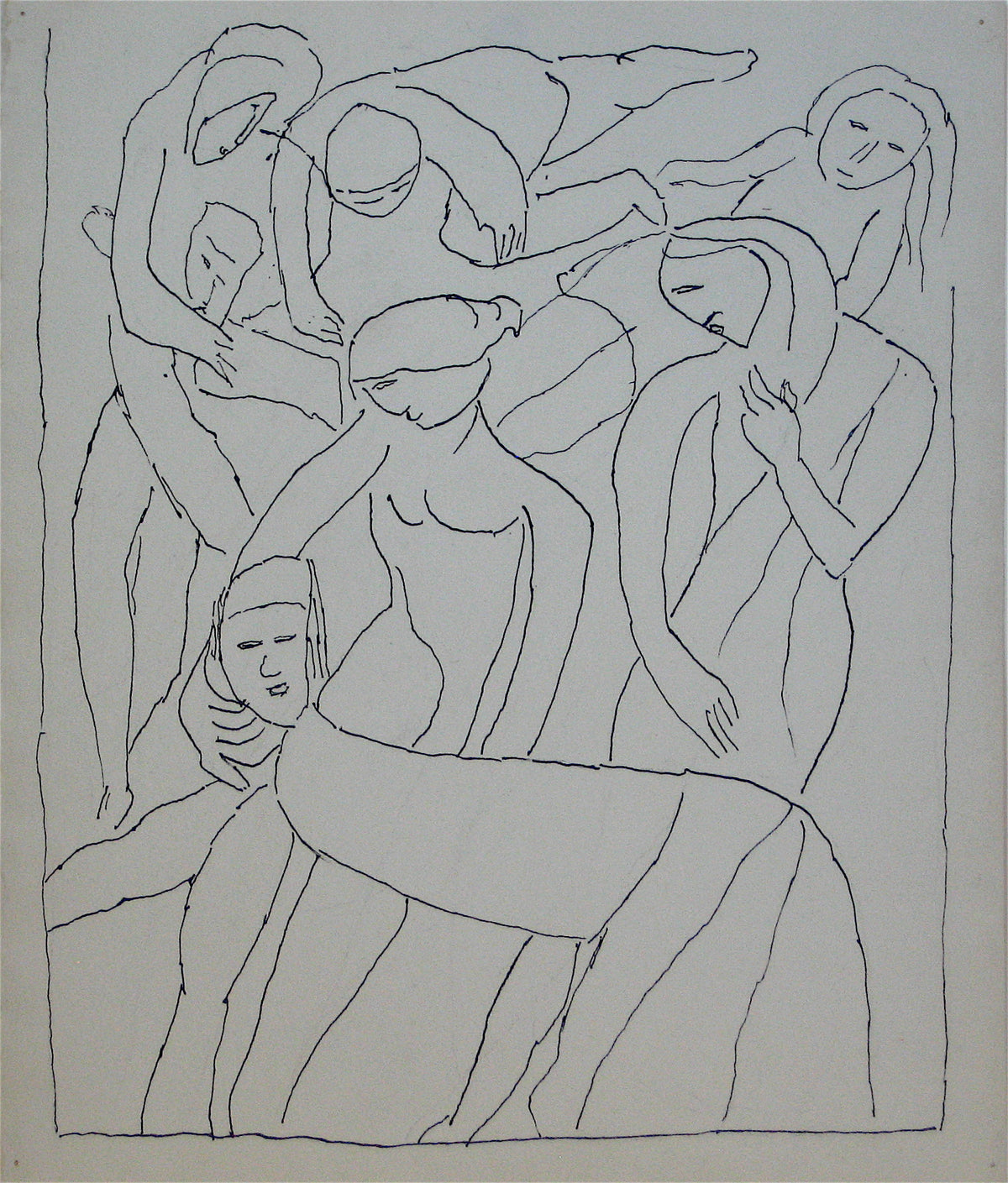 Abstracted Group of Figures&lt;br&gt;Early 20th Century Ink&lt;br&gt;&lt;br&gt;#11229