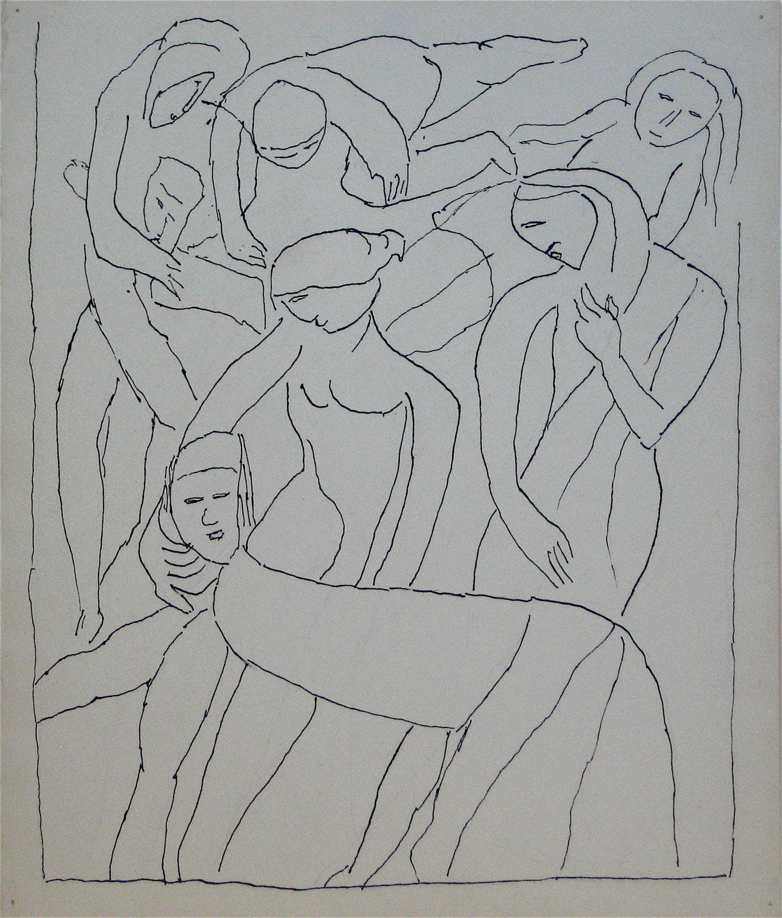 Abstracted Group of Figures<br>Early 20th Century Ink<br><br>#11229