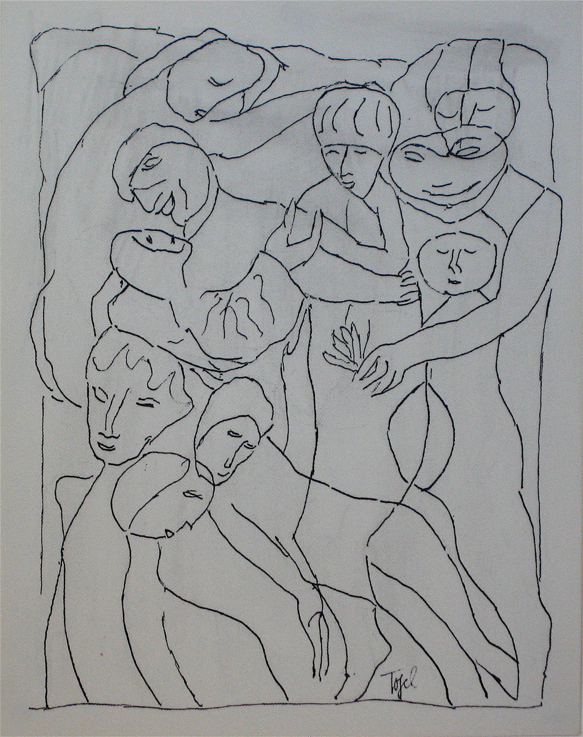 Abstracted Figures in a Scene&lt;br&gt;Early 20th Century Ink&lt;br&gt;&lt;br&gt;#11254