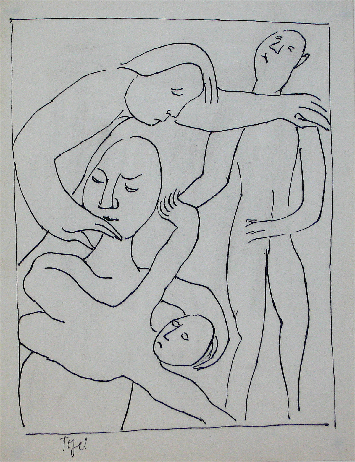 Surrealist Entangled Figures&lt;br&gt;Early 20th Century Ink&lt;br&gt;&lt;br&gt;#11265