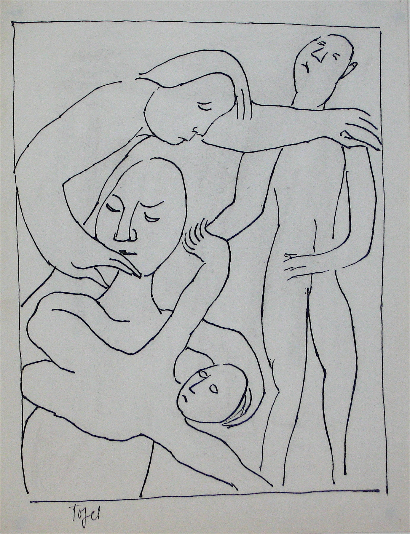 Surrealist Entangled Figures<br>Early 20th Century Ink<br><br>#11265