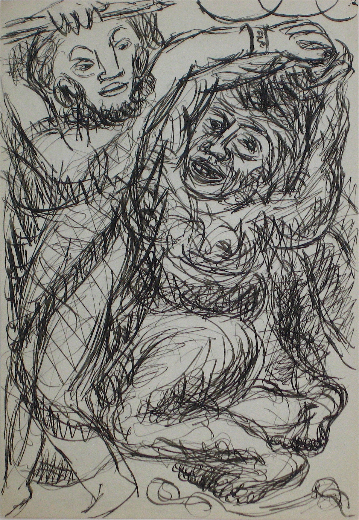 Abstract of Two Figures &lt;br&gt;Early 20th Century Ink&lt;br&gt;&lt;br&gt;#11328