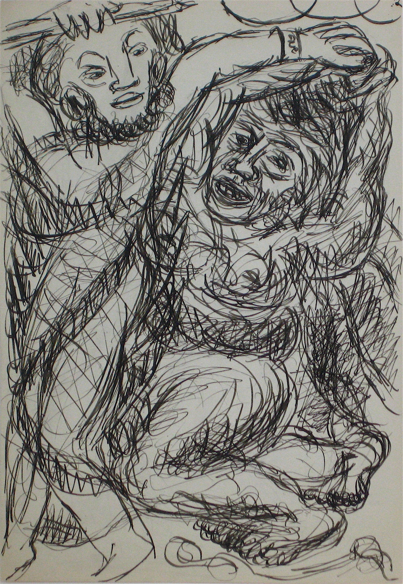 Abstract of Two Figures <br>Early 20th Century Ink<br><br>#11328