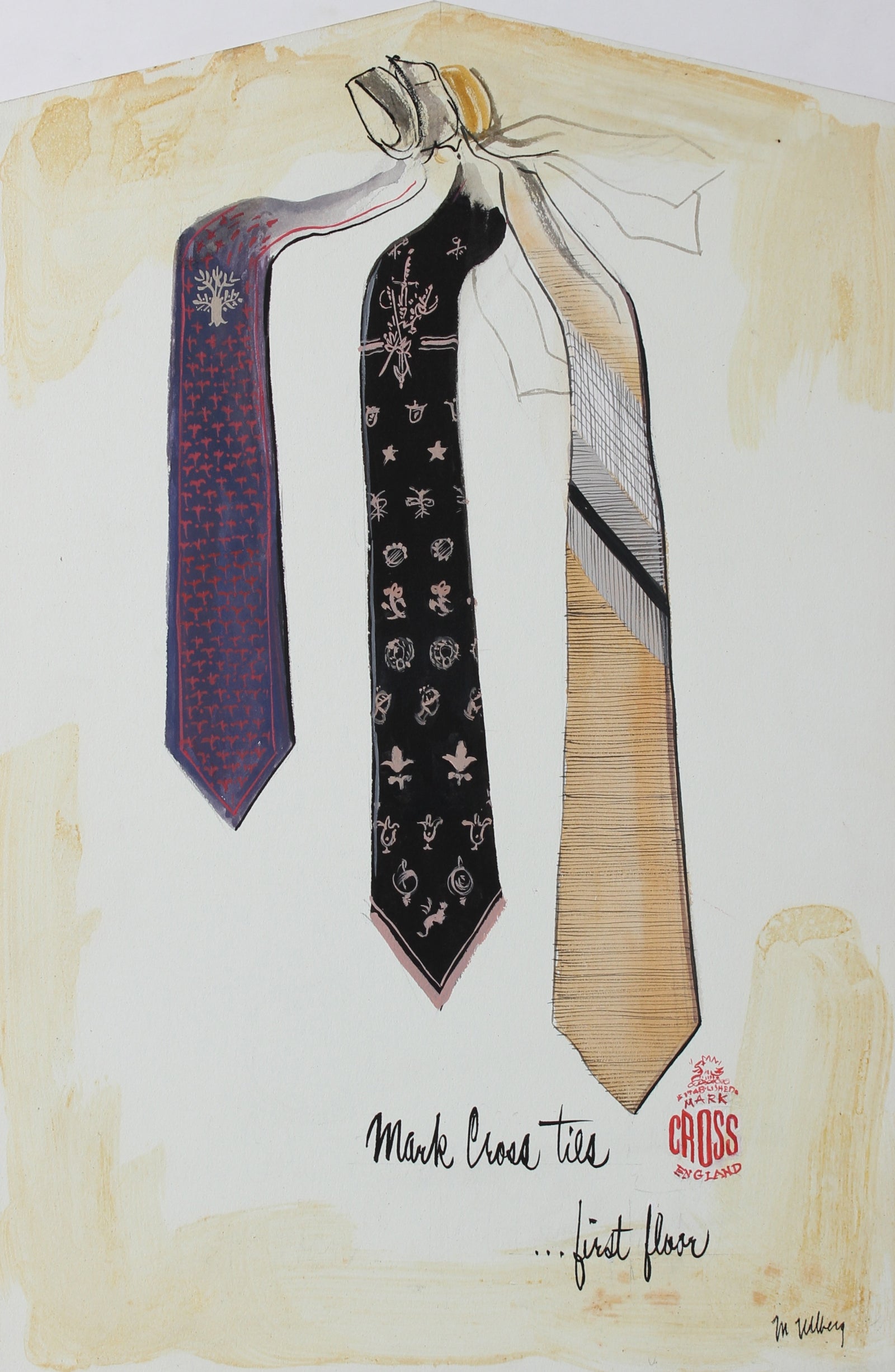 Men's Ties Fashion Proof<br>Gouache, 1946-54<br><br>#3583