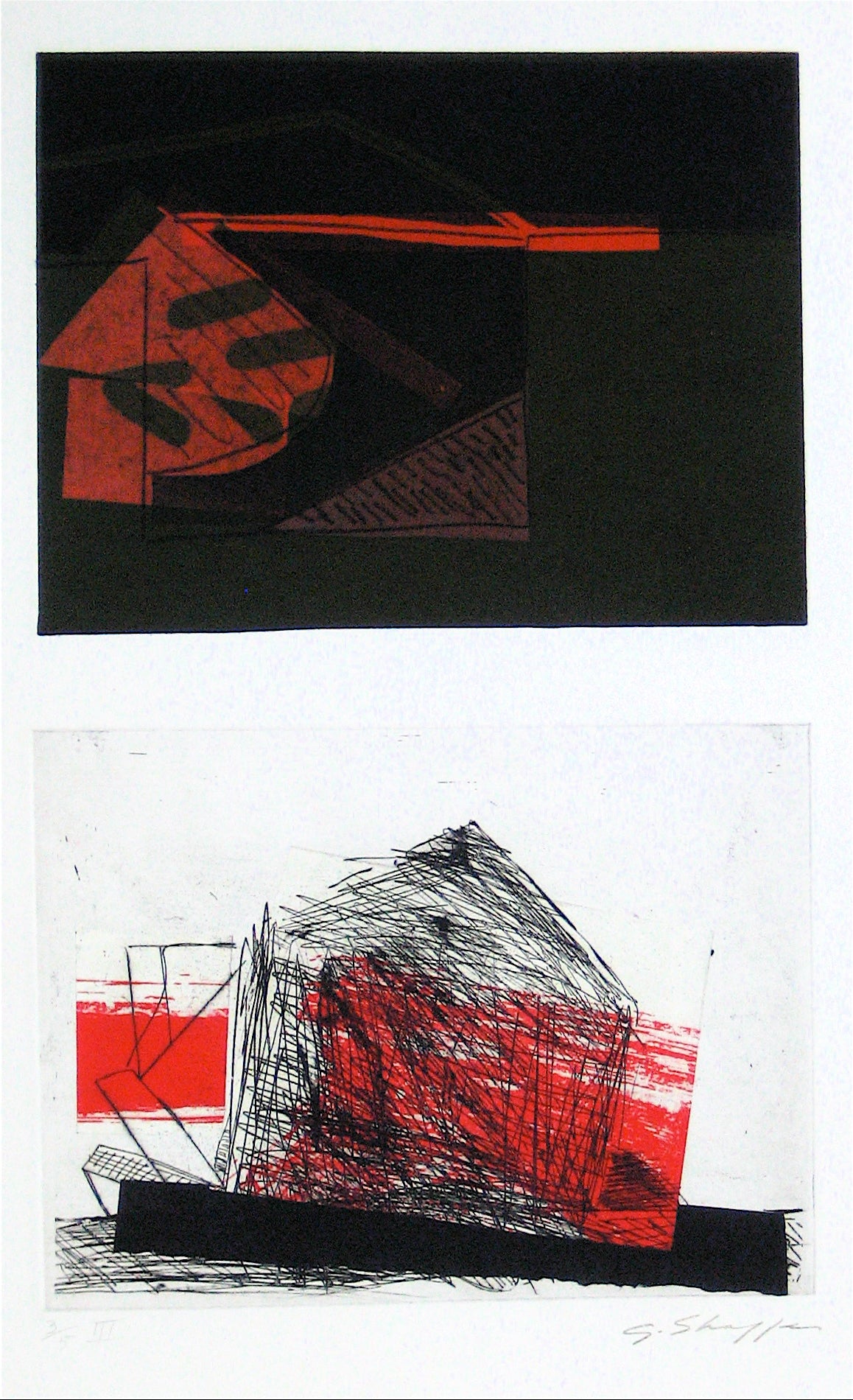 Abstracted Duel Image <br>1989 Litho & Chine Colle <br><br>#11773
