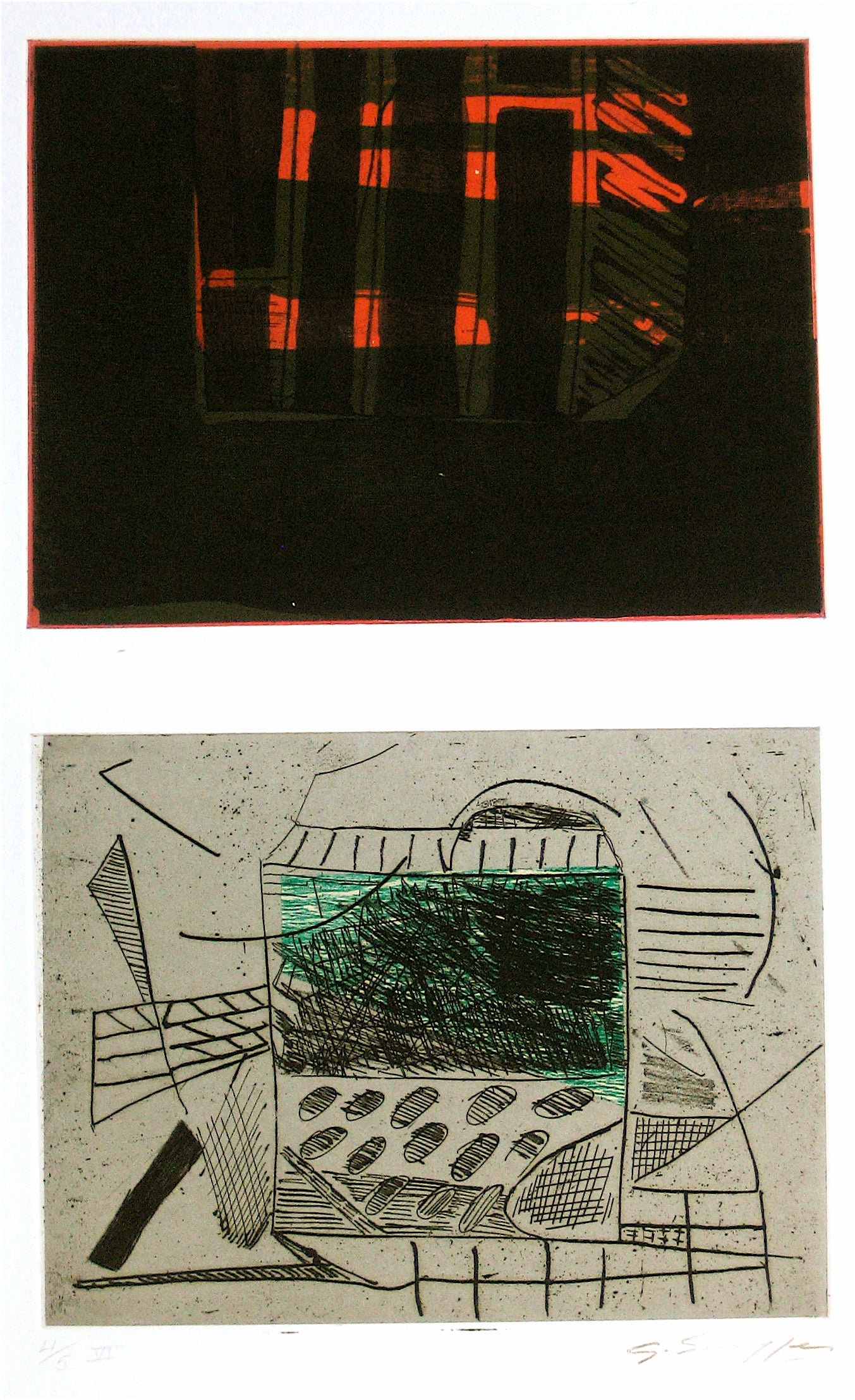 Abstracted Duel Image <br>1989 Litho & Chine Colle <br><br>#11780