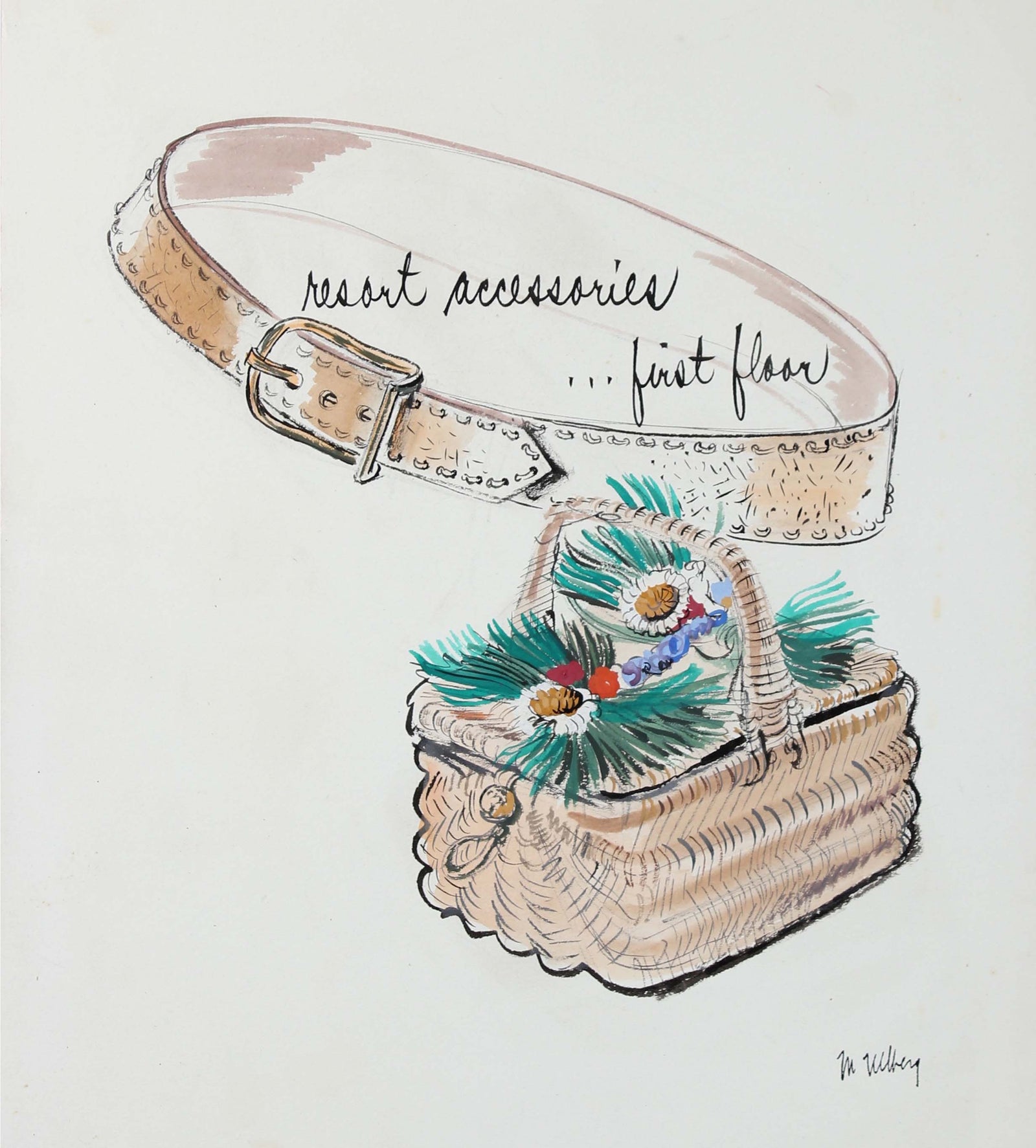 Mid Century Gouache Fashion Accessories Study<br><br>#3554