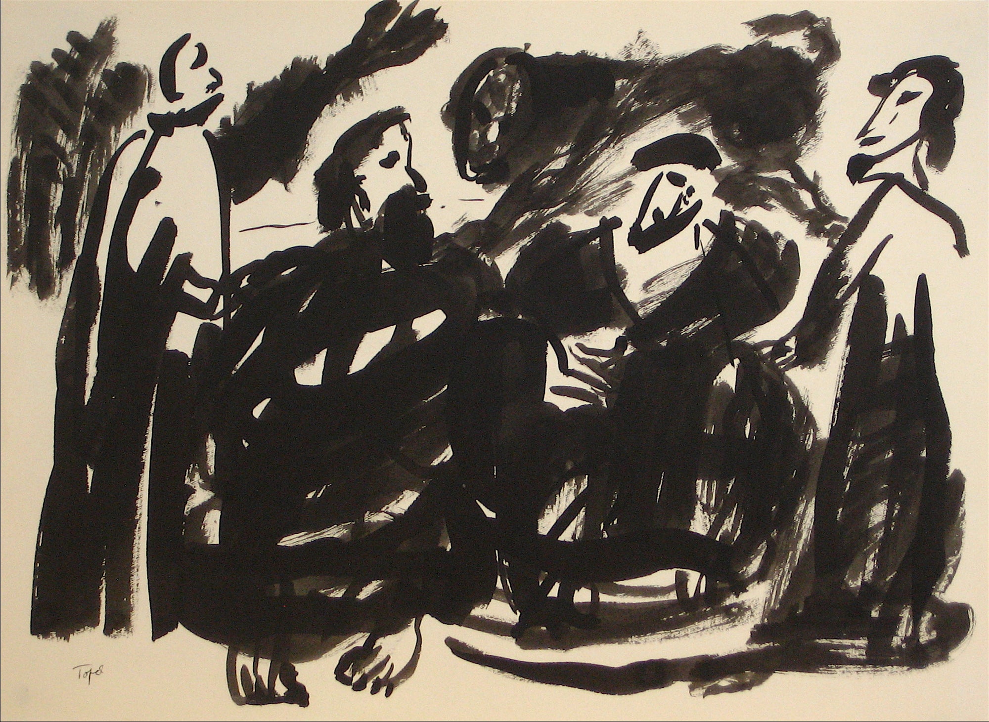 Four Abstracted Figures<br>Early-Mid 20th Century Ink<br><br>#11814