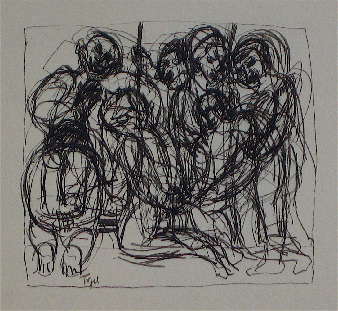 Abstract Gestural Figures<br>Early-Mid 20th Century Pen and Ink<br><br>#11916