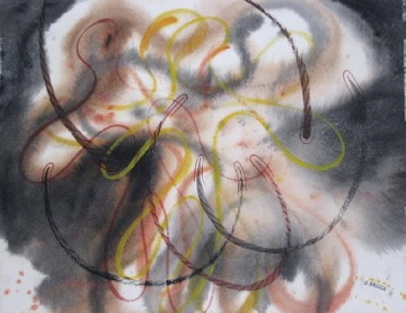 Kandinsky Inspired Abstract <br>Mid Century Mixed Media <br><br>#1193