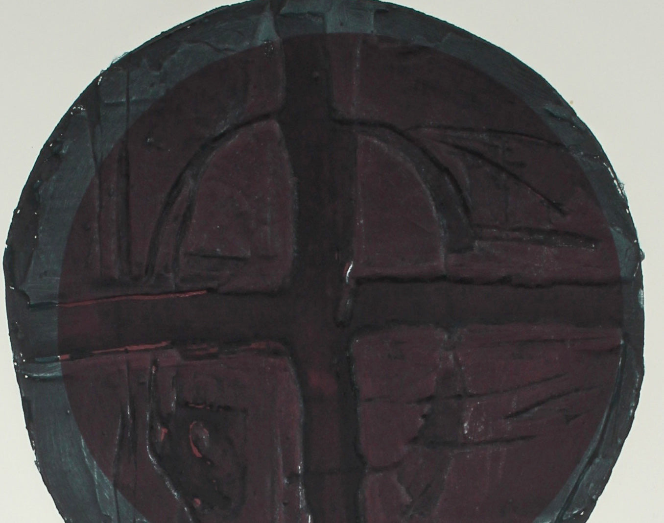 Monochromatic Abstract and Circle <br>1967 Collograph & Lithograph<br><br>#11972