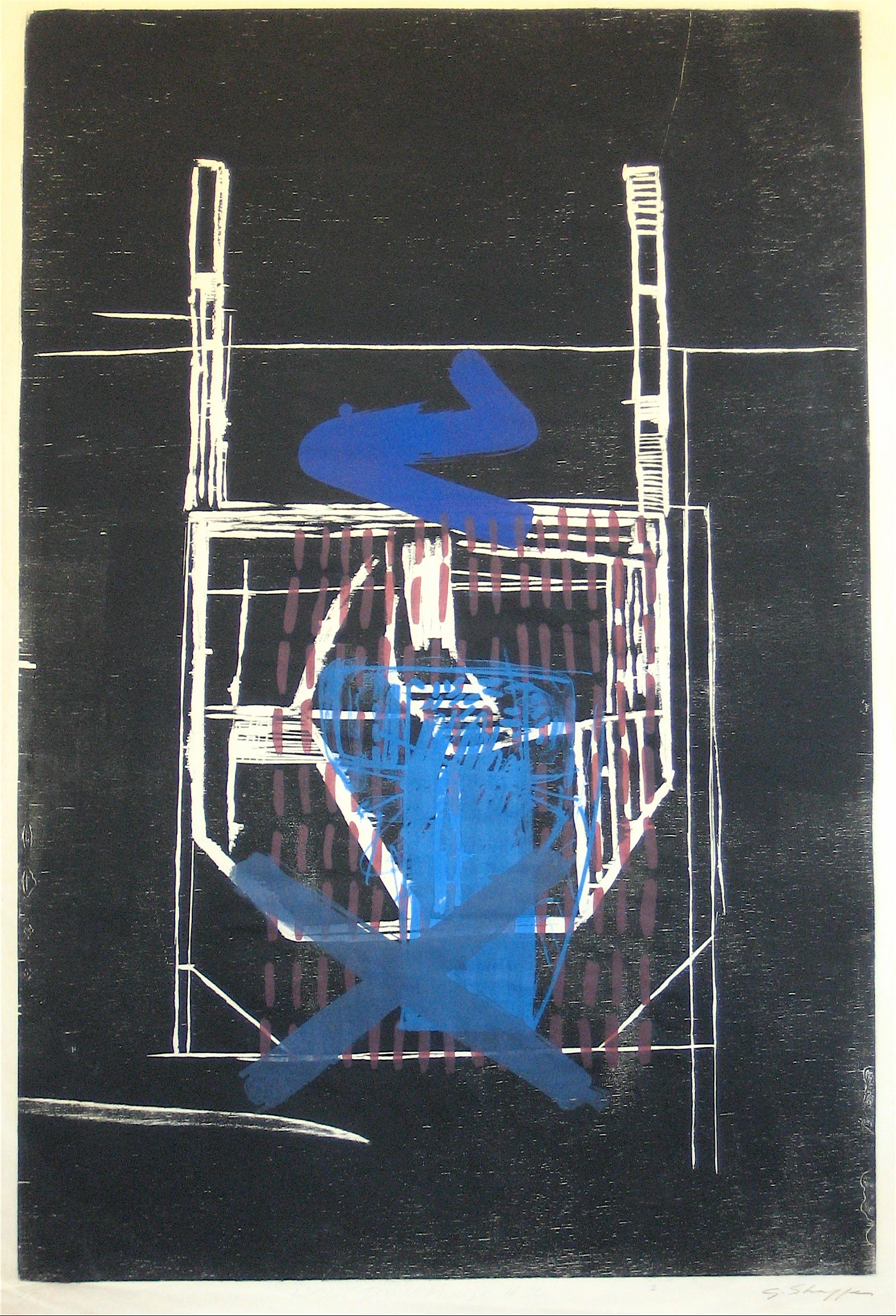 <i>Hang Down House #30</i> <br>1998 Woodcut and Lithography <br><br>#12041