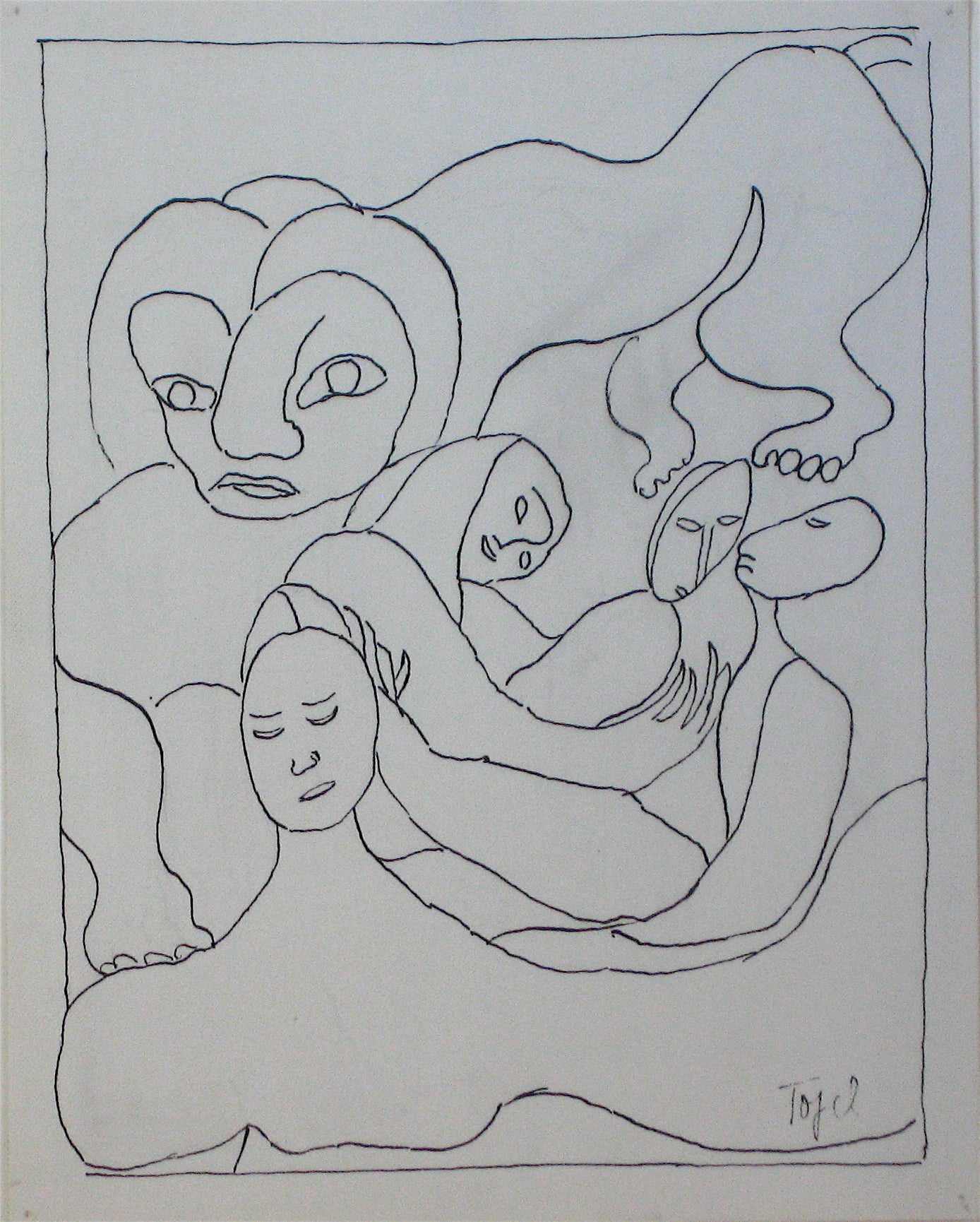 Expressionist Figures & Lion <br>Early 20th Century Ink <br><br>#11207