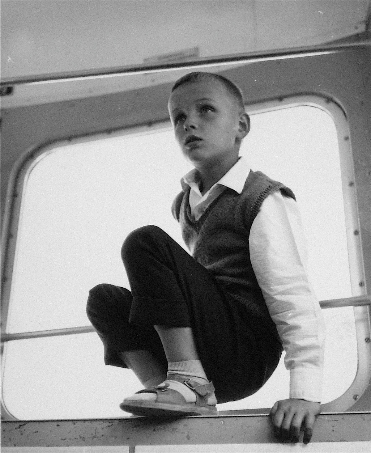 Boy in a Window &lt;br&gt;1960s Photograph &lt;br&gt;&lt;br&gt;#12152