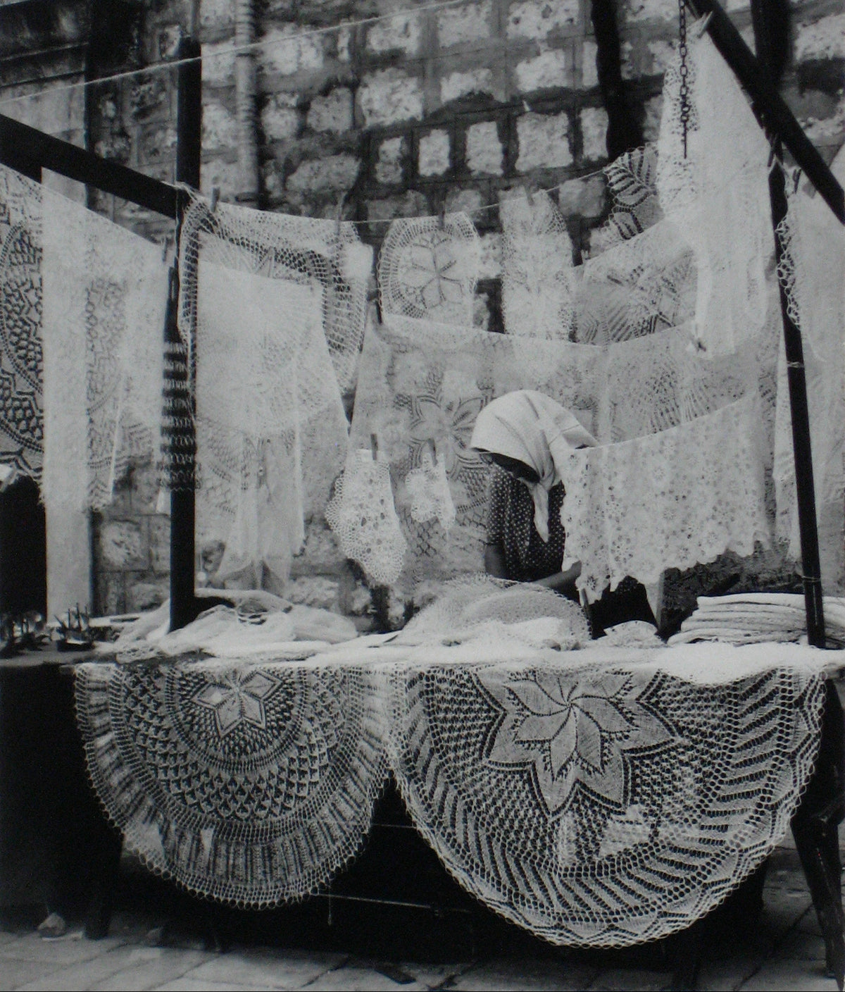 The Lace Seller - Dubrovnik, Yugoslavia&lt;br&gt;1960s Silver Gelatin Print&lt;br&gt;&lt;br&gt;#12178