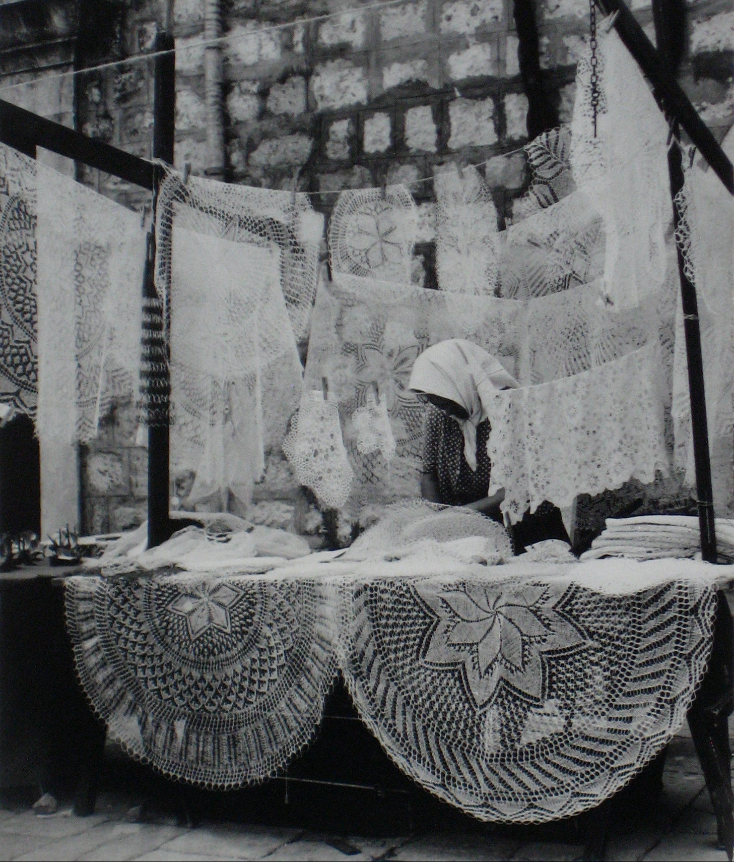 The Lace Seller - Dubrovnik, Yugoslavia<br>1960s Silver Gelatin Print<br><br>#12178