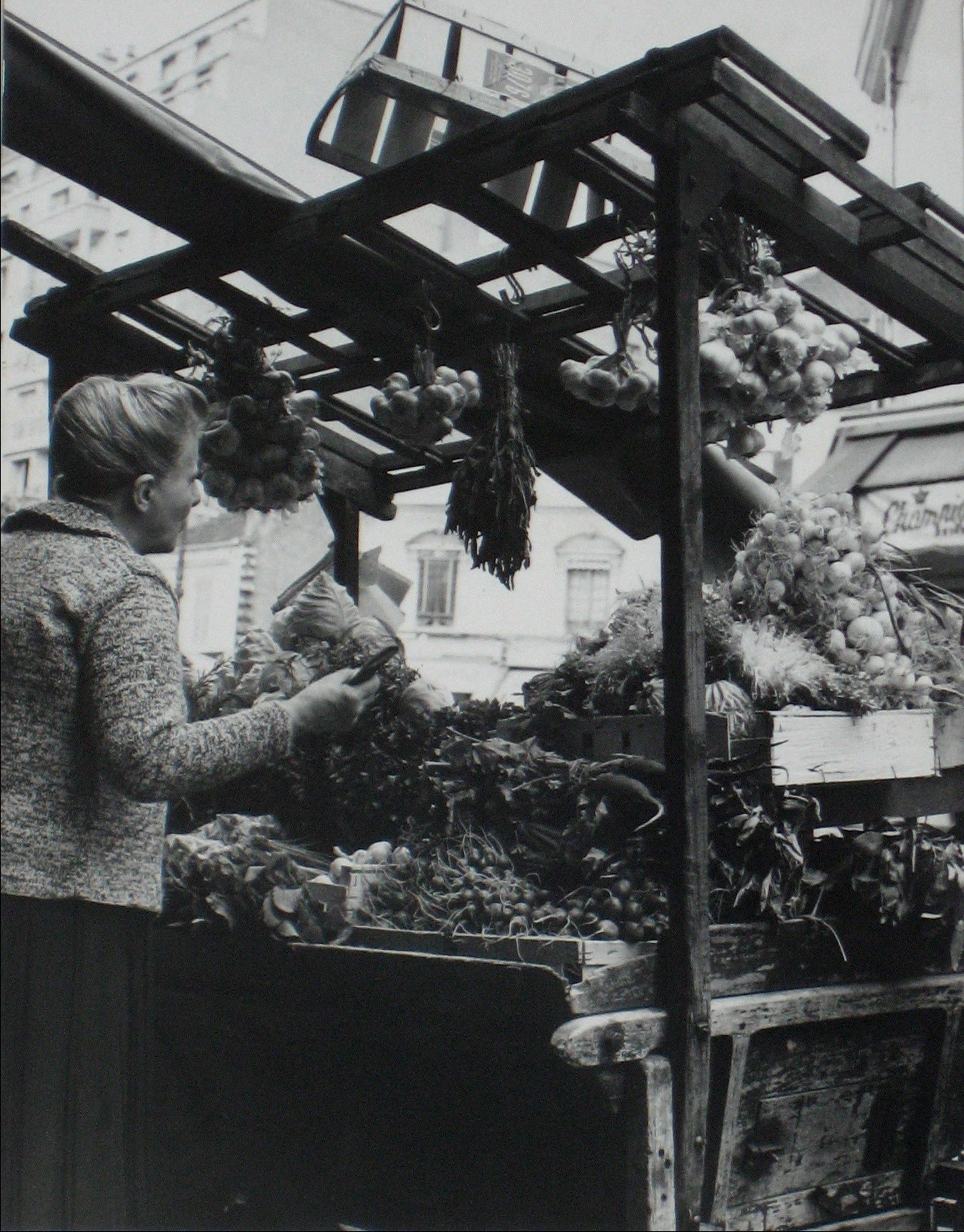 French Market Scene<br>1960s Silver Gelatin Print<br><br>#12210