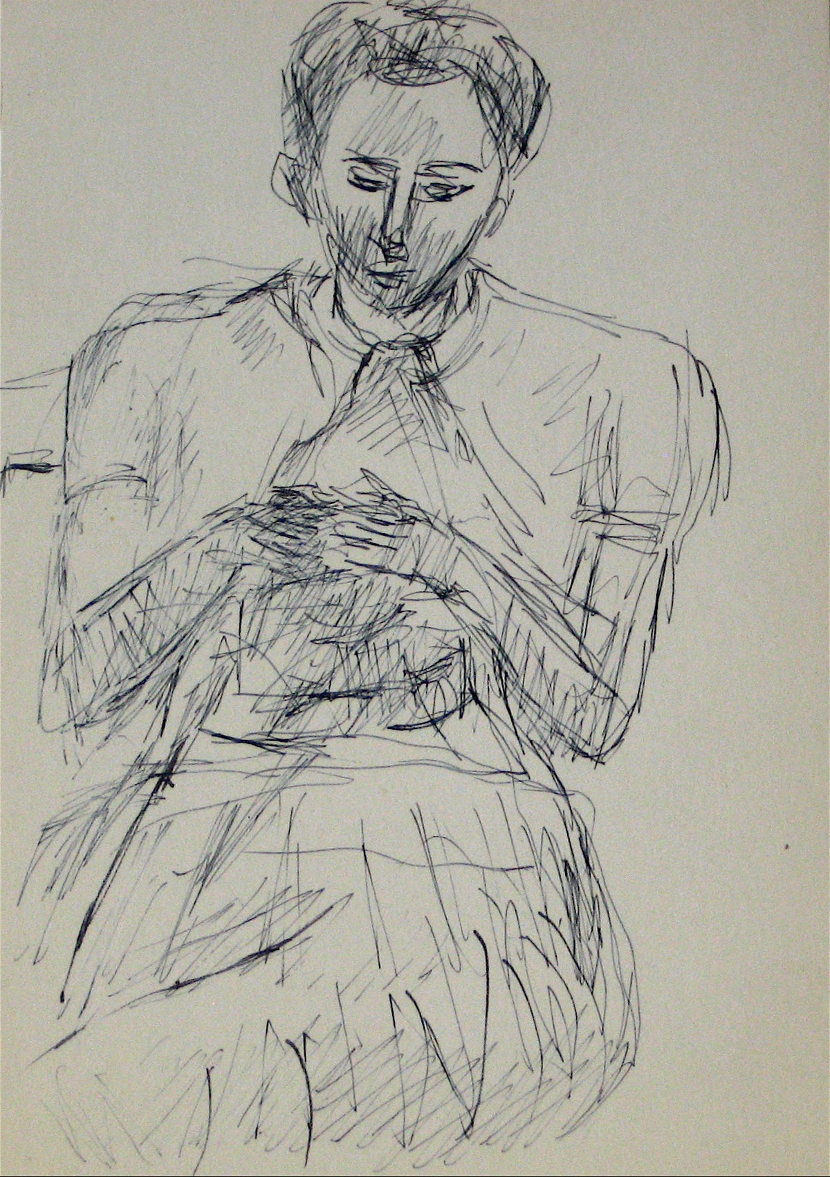 Portrait of a Seated Woman&lt;br&gt;Early-Mid 20th Century Ink&lt;br&gt;&lt;br&gt;#12817