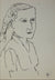 Woman in Braids<br>Early-Mid 20th Century Ink<br><br>#12836