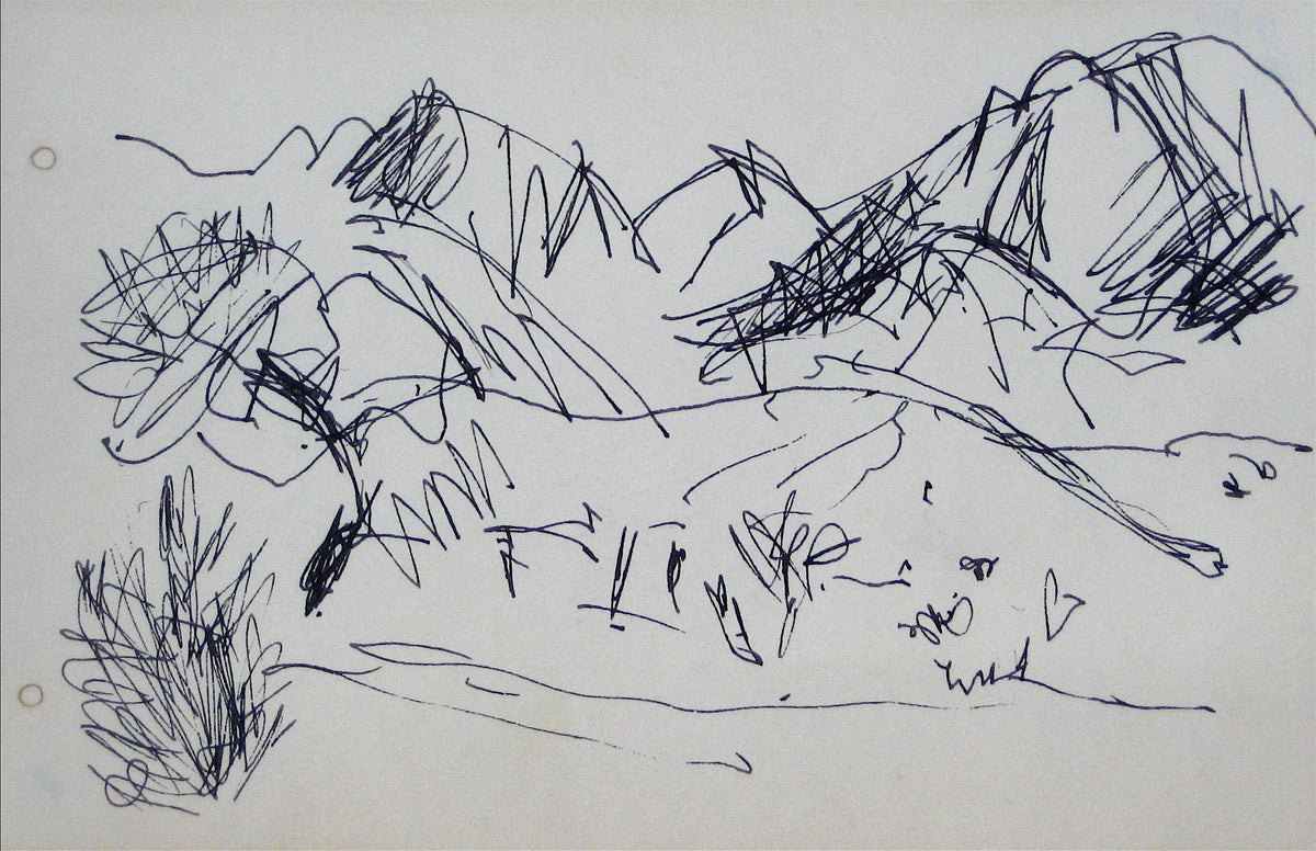 Mountain Scene Sketch &lt;br&gt;Early-Mid 20th Century &lt;br&gt;&lt;br&gt;#12853