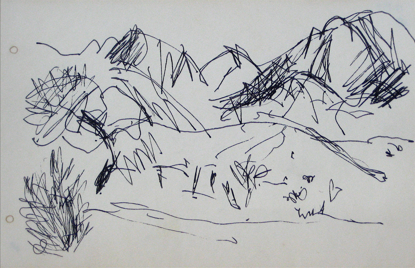Mountain Scene Sketch <br>Early-Mid 20th Century <br><br>#12853