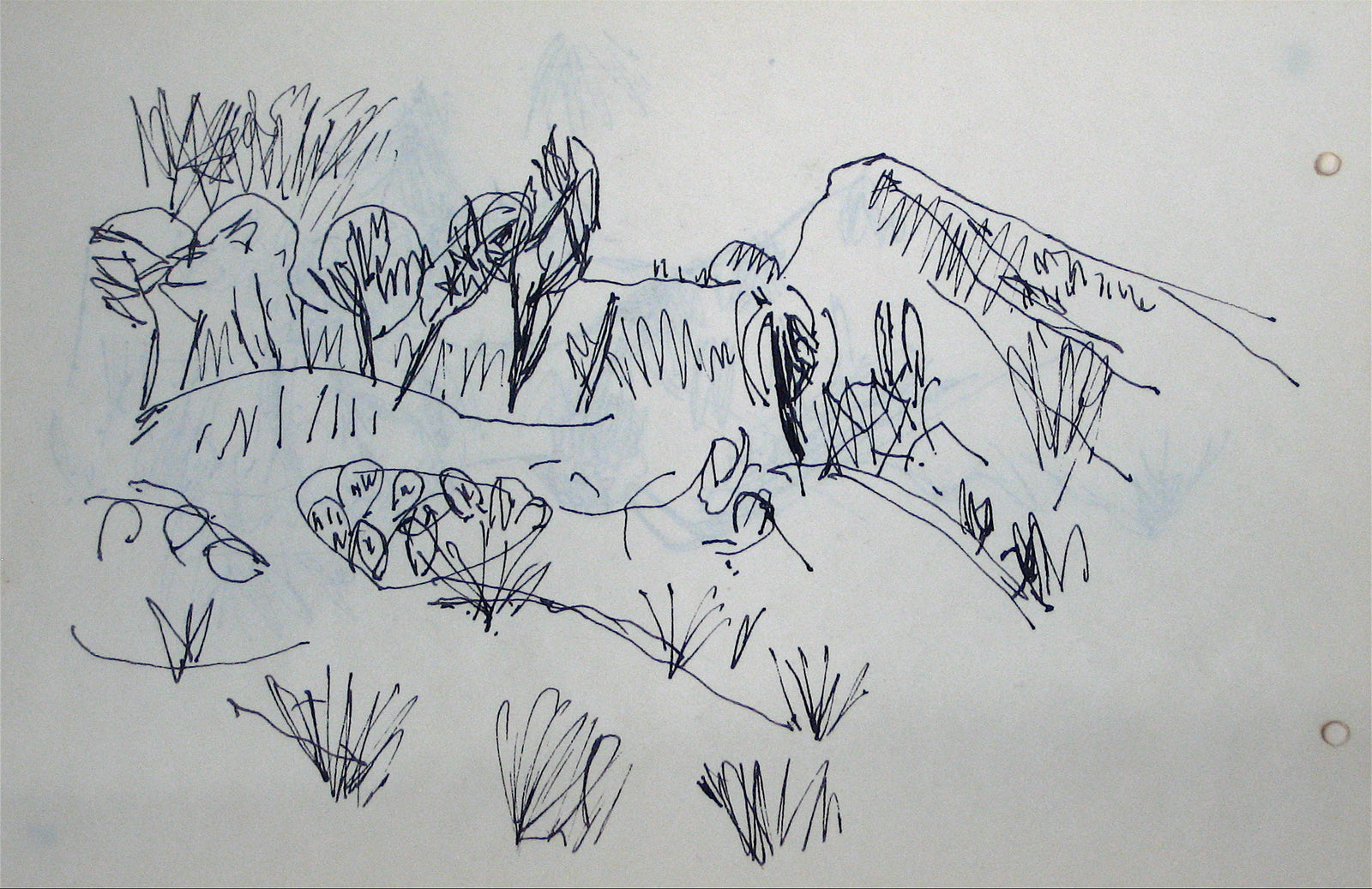 Sketch of a Mountain Scene <br>Early-Mid 20th Century <br><br>#12856