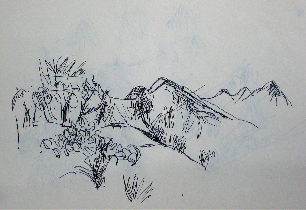 Sketch of a Mountain Scene &lt;br&gt;Early-Mid 20th Century &lt;br&gt;&lt;br&gt;#12856