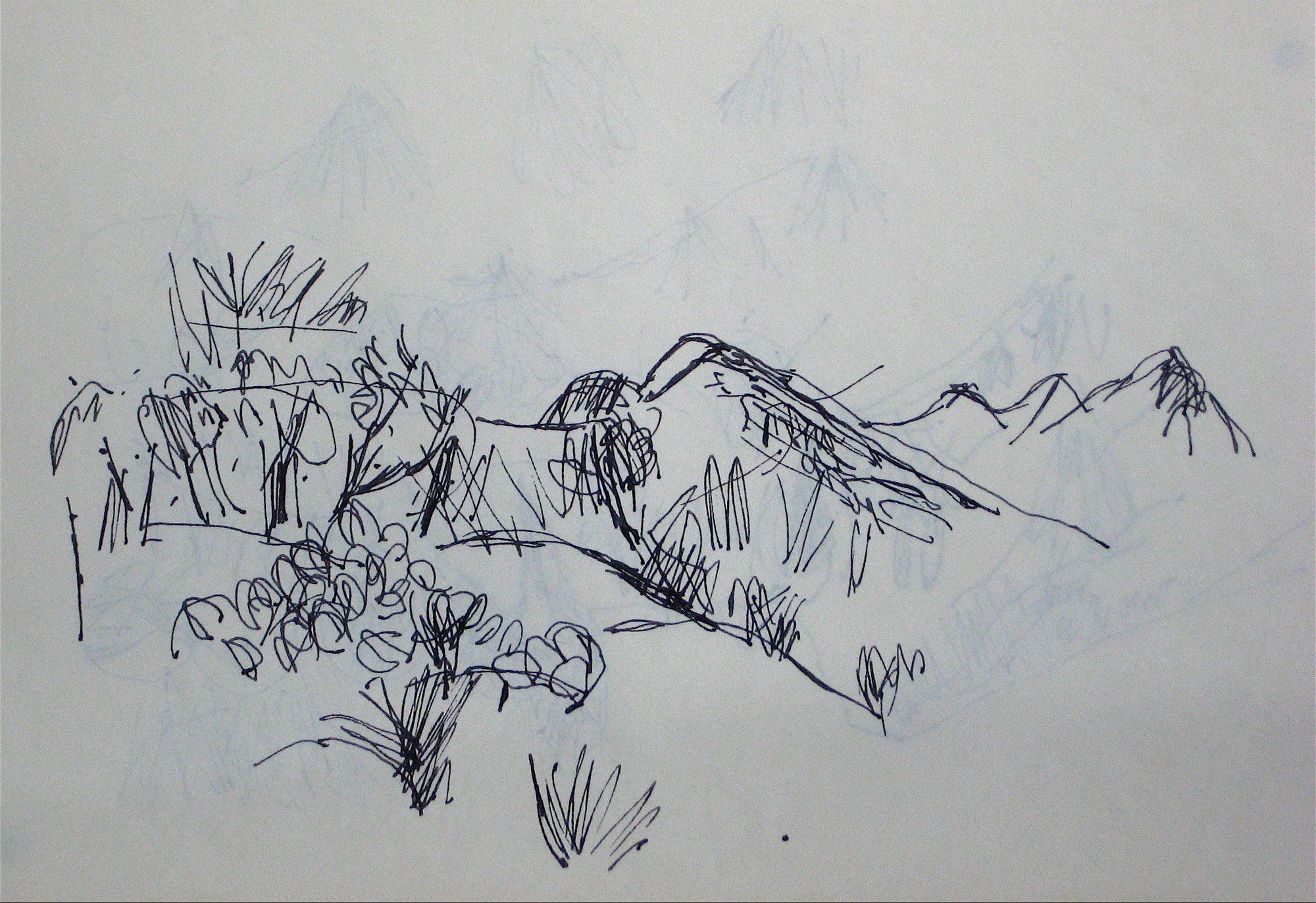 Sketch of a Mountain Scene <br>Early-Mid 20th Century <br><br>#12856