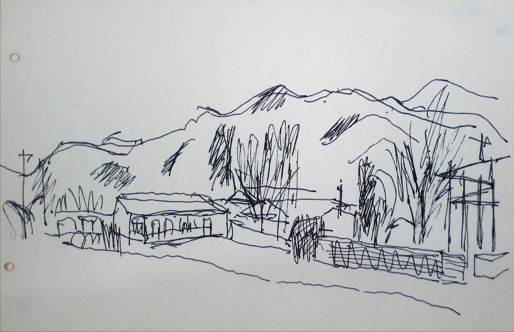 Sketch of a Country Scene <br>Early-Mid 20th Century <br><br>#12857