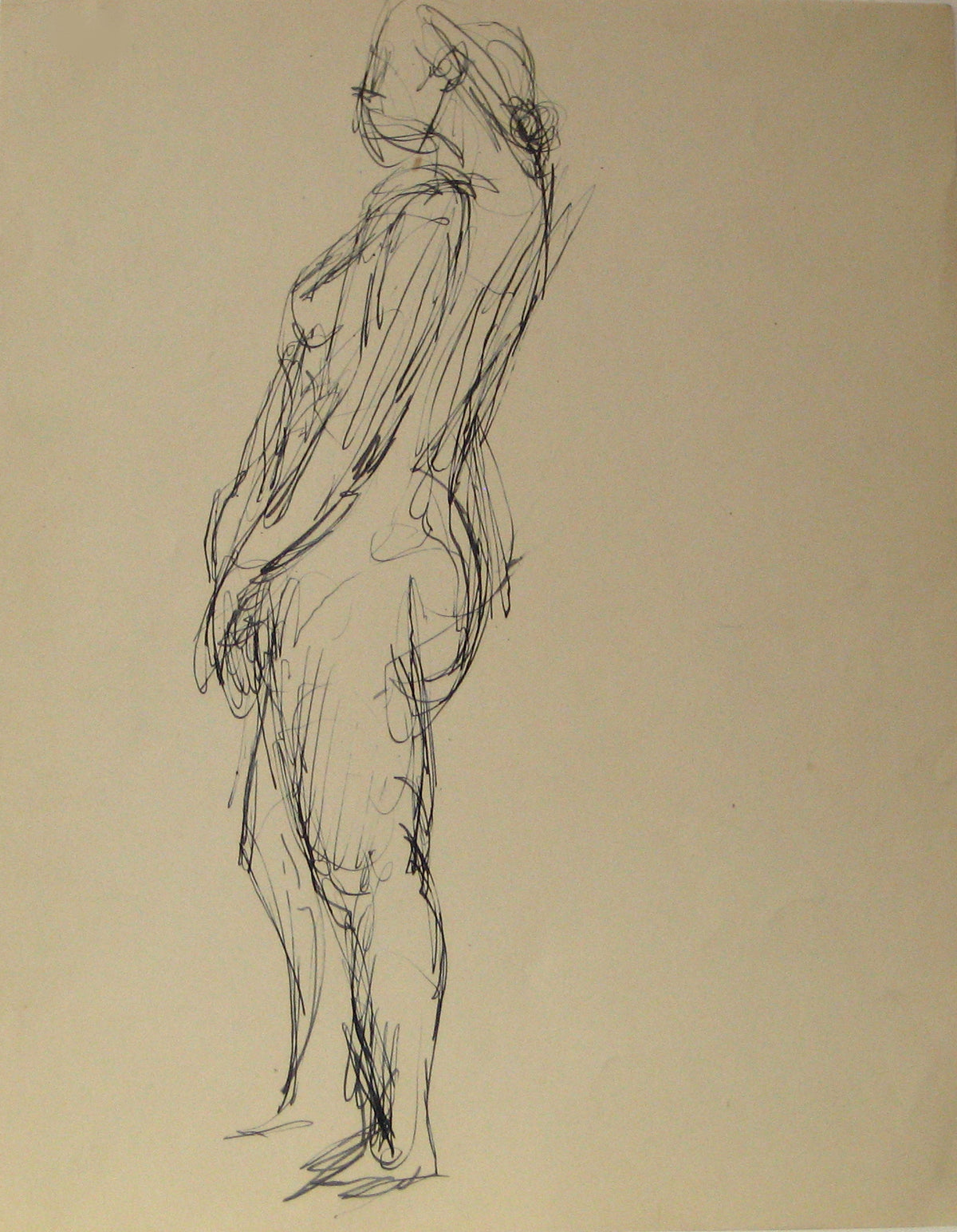 Loose Sketch of Standing Figure &lt;br&gt;Early 20th Century Ink &lt;br&gt;&lt;br&gt;#13118