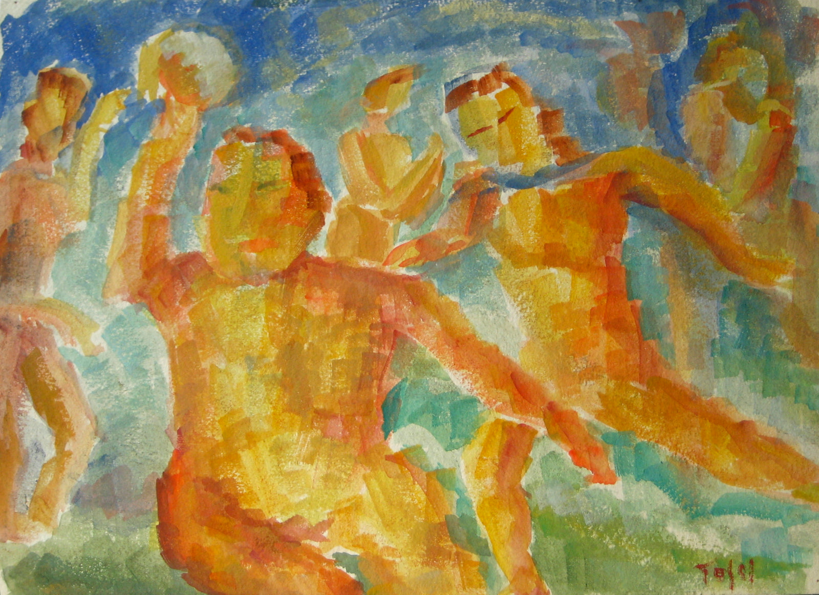 Figure Scene in Suede Colors <br> Early-Mid 20th Century <br><br>#13237