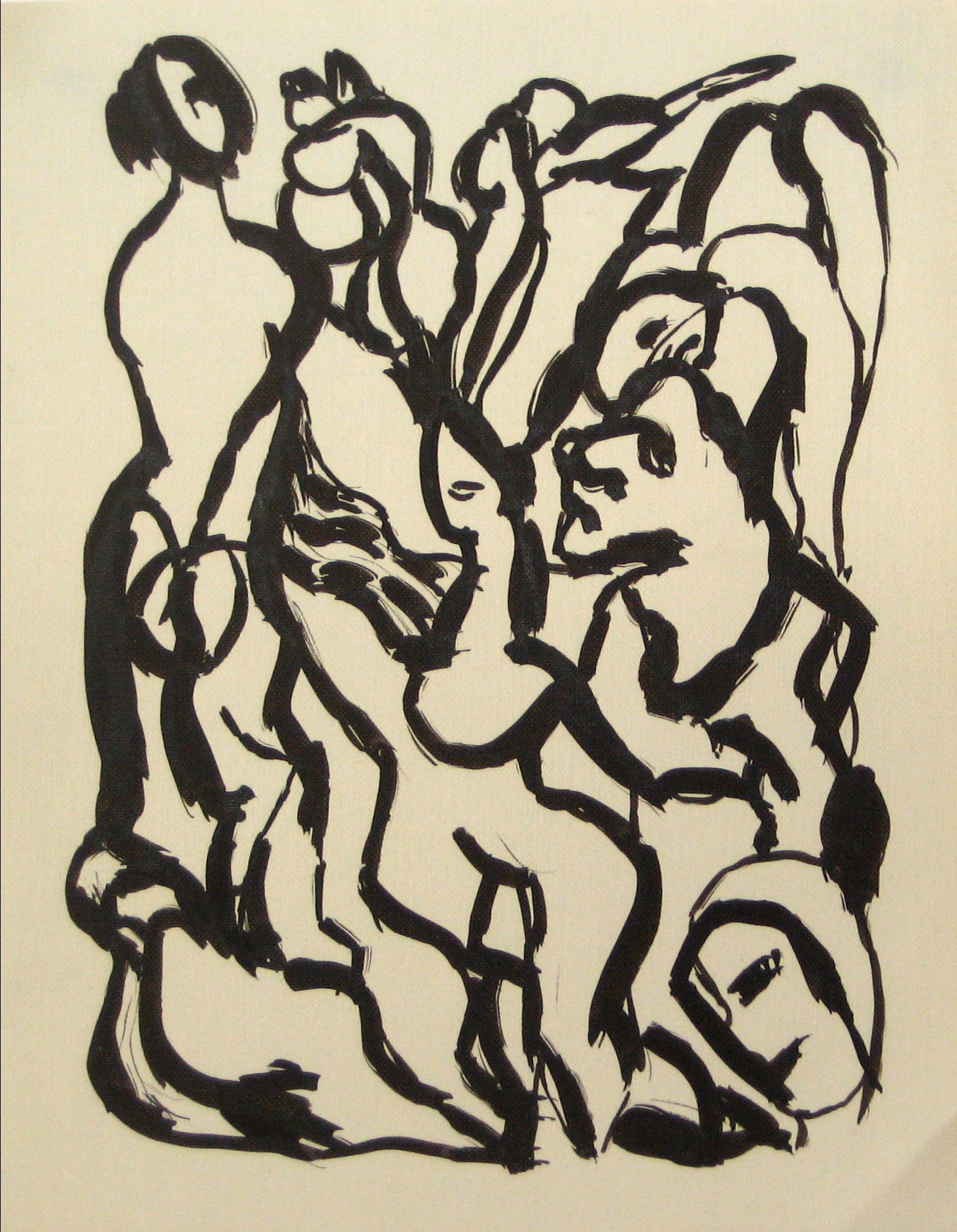 Bold Modernist Abstracted Figures <br>Early-Mid 20th Century Ink <br><br>#13522