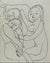 Abstracted Figures in a Scene <br>Early-Mid 20th Century Pen and Ink <br><br>#13526