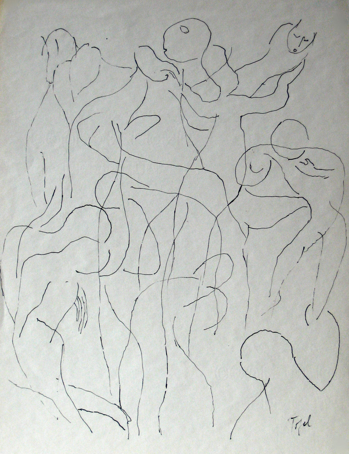 Loose Group of Abstracted Figures &lt;br&gt;20th Century Ink &lt;br&gt;&lt;br&gt;#13570