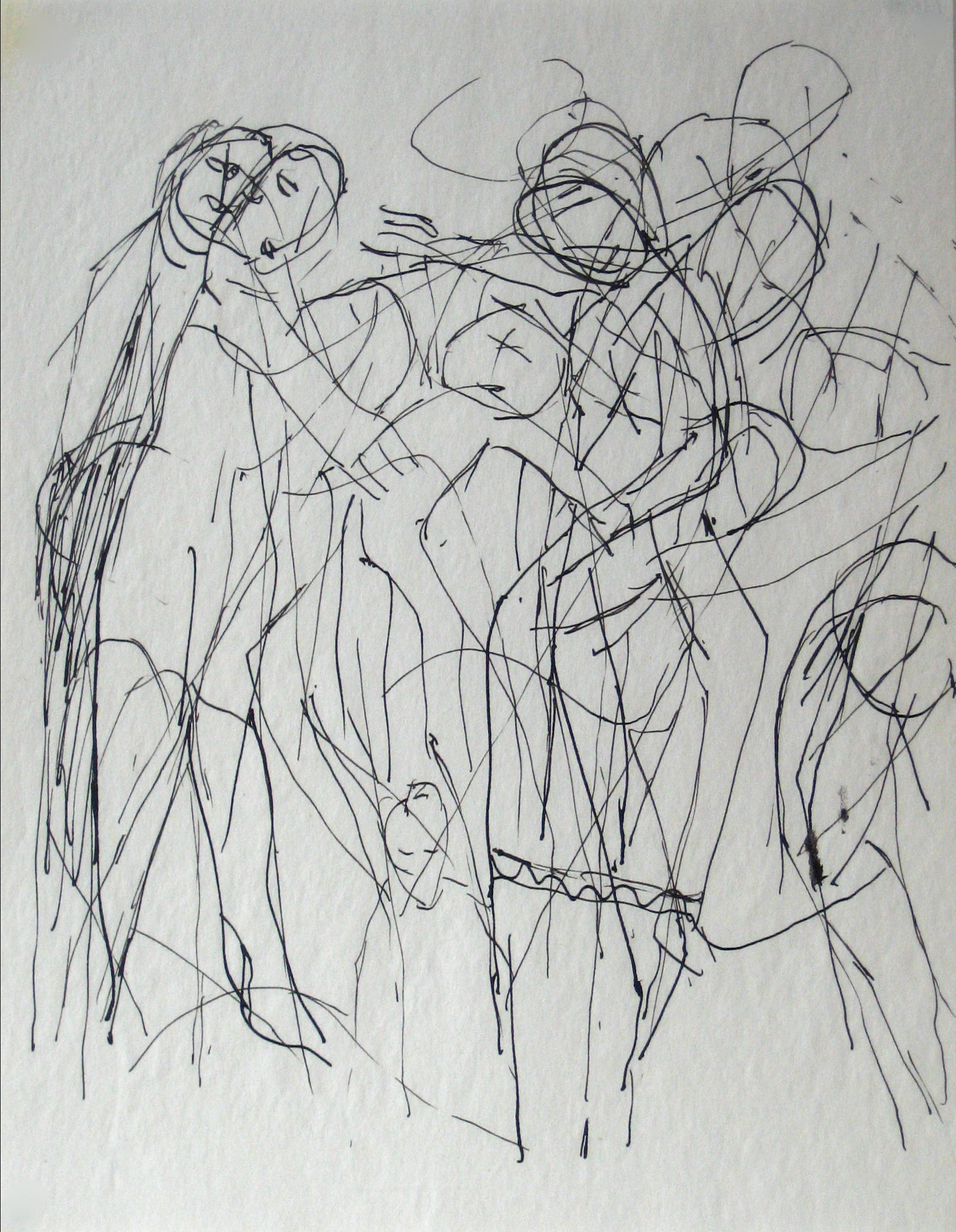 Sketch of Multiple Abstracted Figures <br>Early-Mid 20th Century Ink on Paper <br><br>#13580