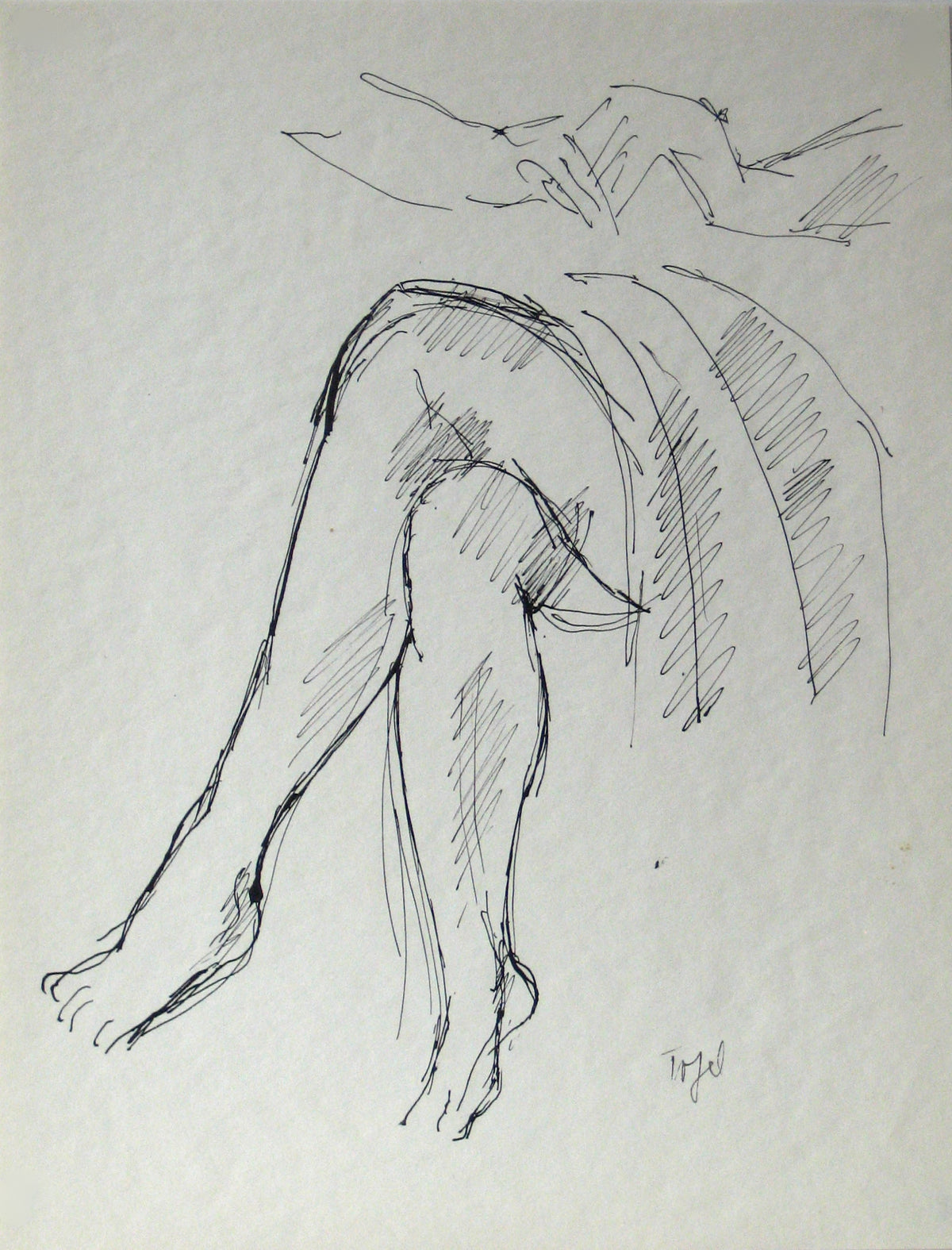 Legs Crossed Sketch &lt;br&gt;Early-Mid 20th Century Ink &lt;br&gt;&lt;br&gt;#13591